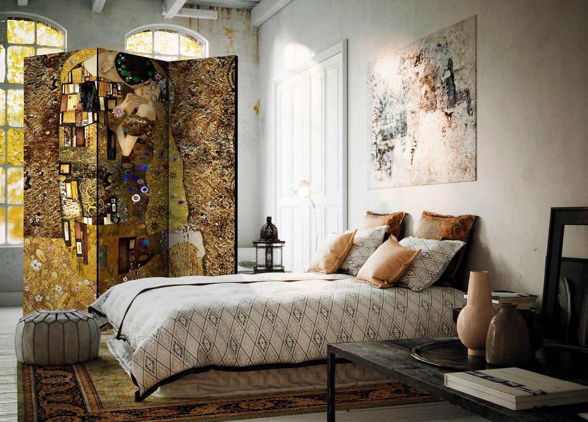 Paravan Golden Kiss, 3-Delni, Dvostranski - večbarvno, Basics, tekstil/les (135/172/3cm) - artgeist