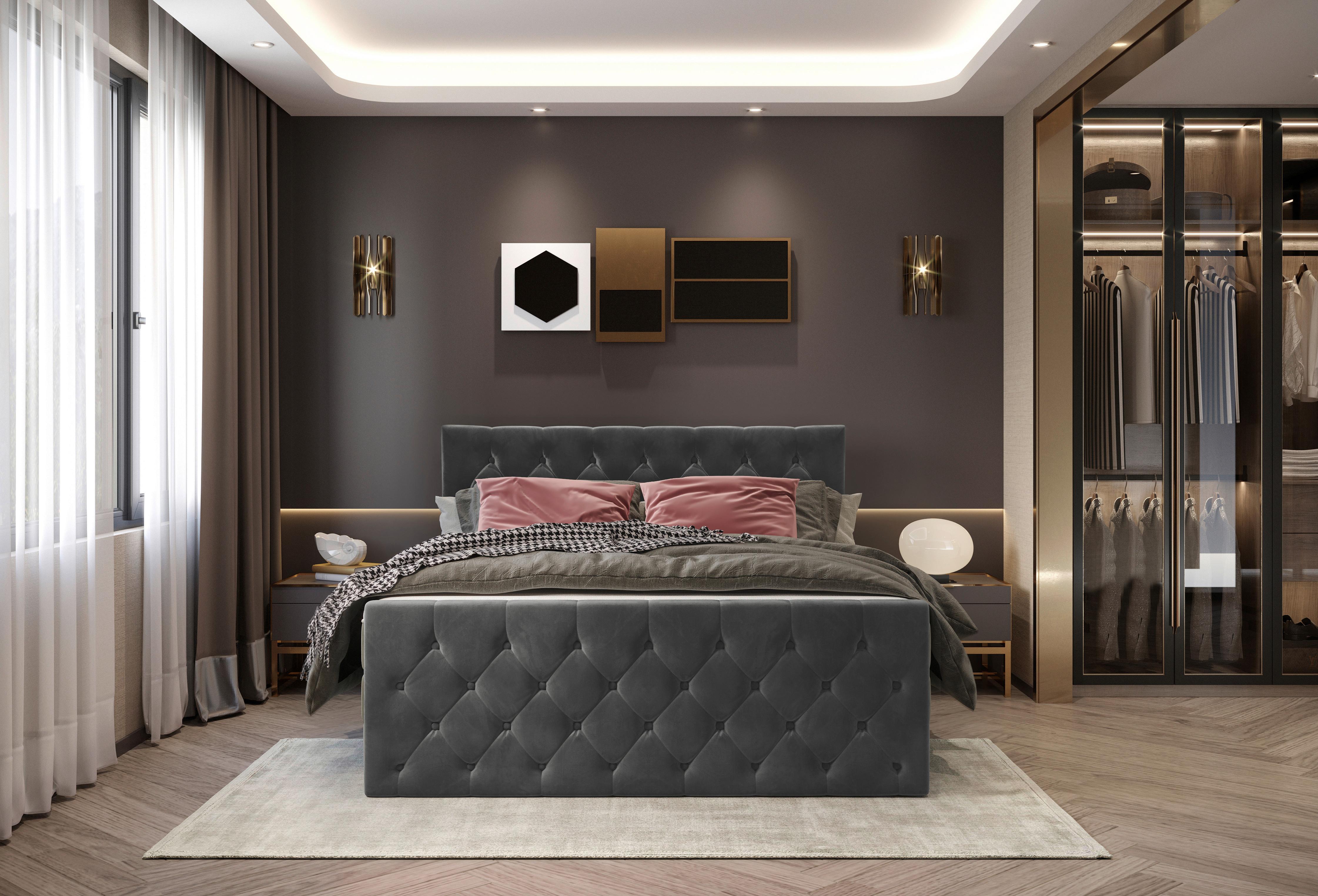 PAT BOXSPRING ELIO - bej/grafit, Romantik / Landhaus, textil (180/200cm) - James Wood