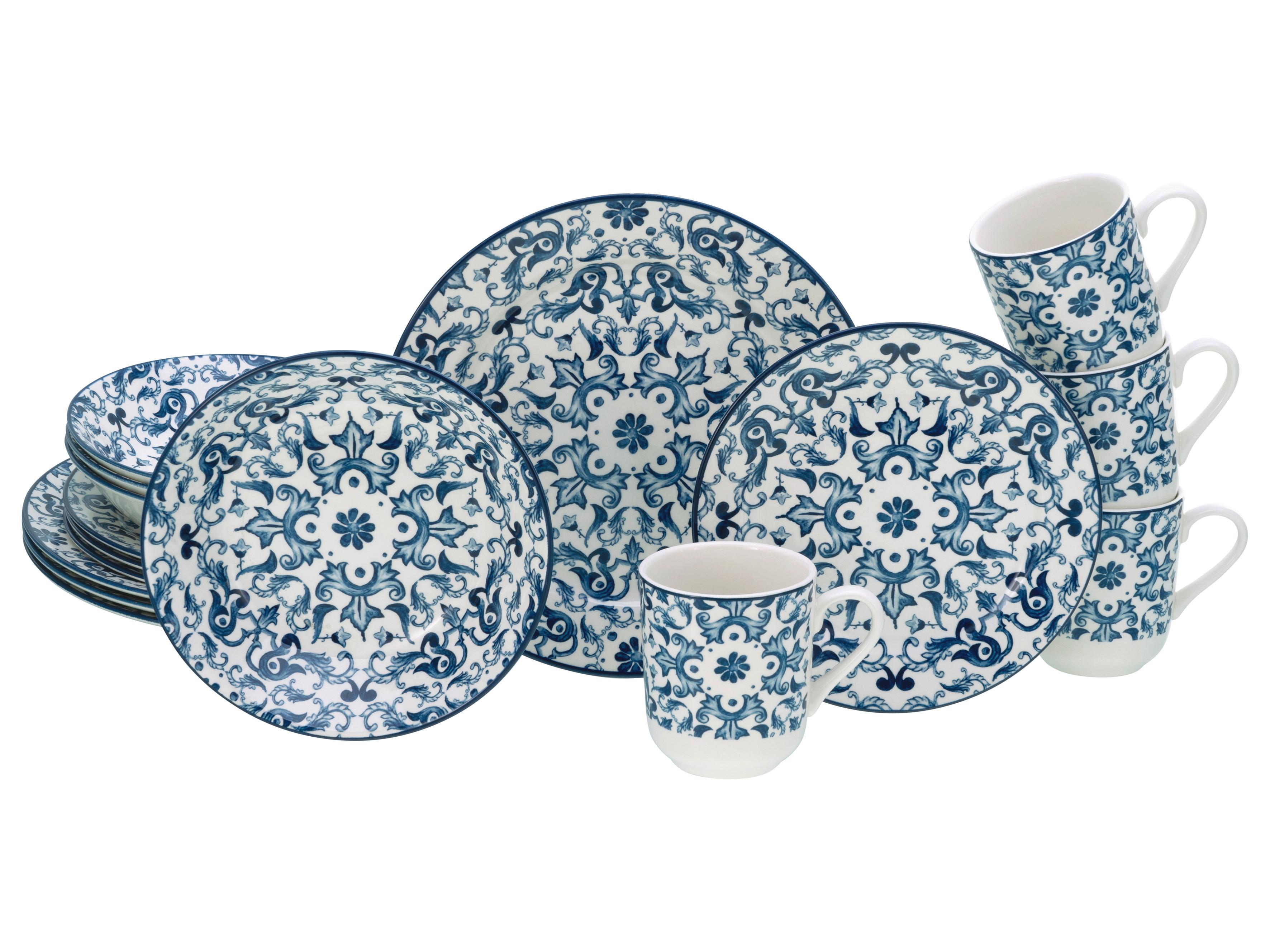 Kombinirani Servis Fresco, 16-Delni - modra/bela, Basics, keramika - Creatable