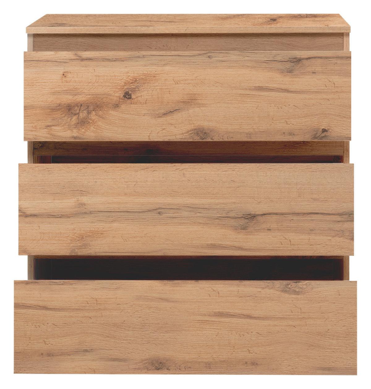 Komoda Image 5, Barva Hrasta - srebrne barve/barve hrasta, Konvencionalno, leseni material (80/80/45cm) - MID.YOU