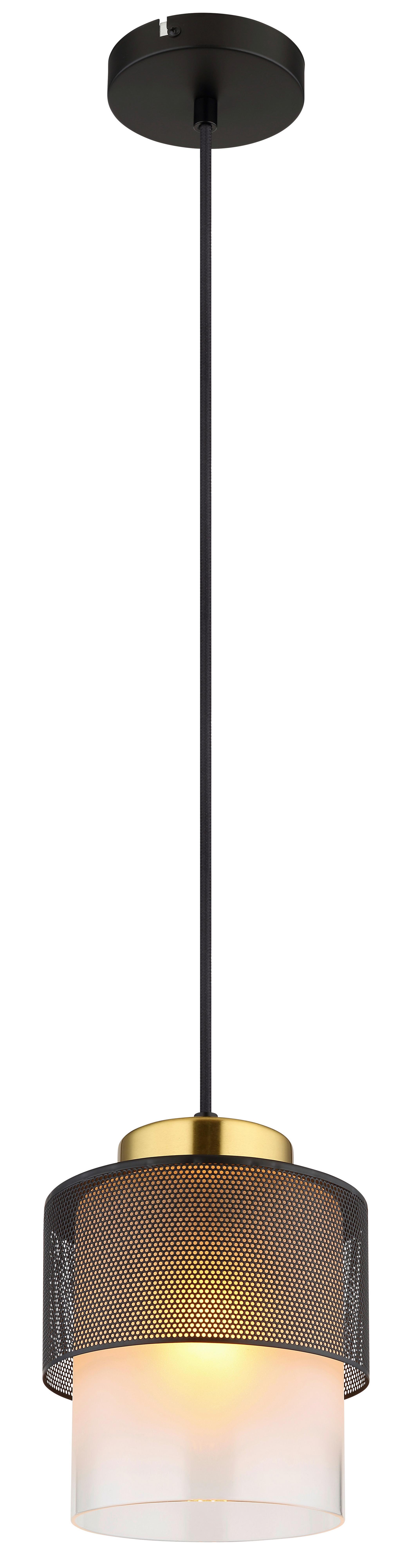 Viseča Svetilka 15709h - črna/barve medenine, Design, kovina/steklo (18/120cm) - Globo