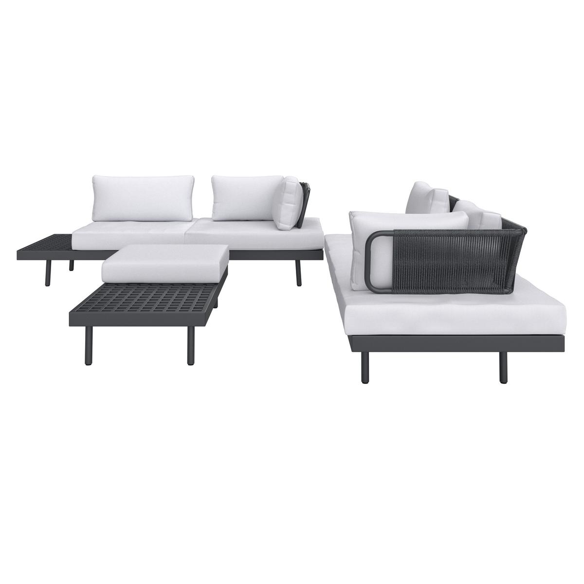 Lounge Garnitura Emma, Svetlo / Temno Siva, 4-Delno - temno siva, Moderno, kovina/les (220/79/87cm) - Bessagi Garden