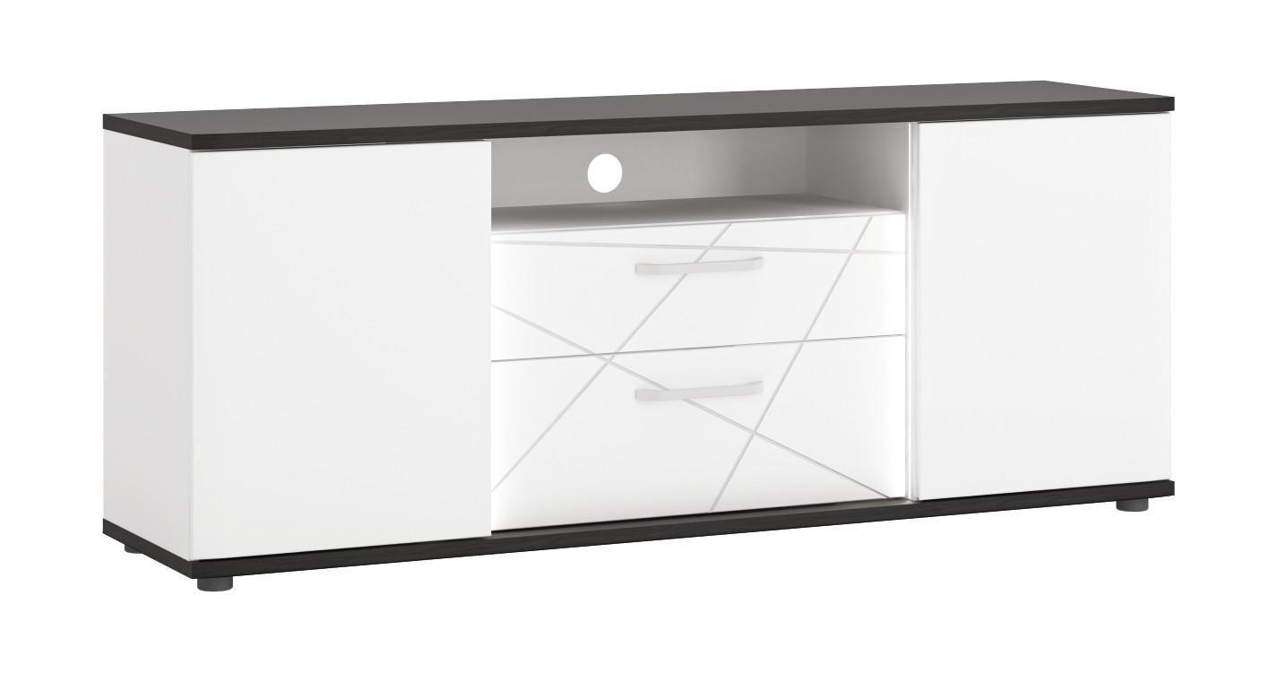 Tv-element Venezia, Bela, Barva Temnega Hrasta - bela/temni hrast, Moderno, kovina/umetna masa (161,4/64,5/40cm)