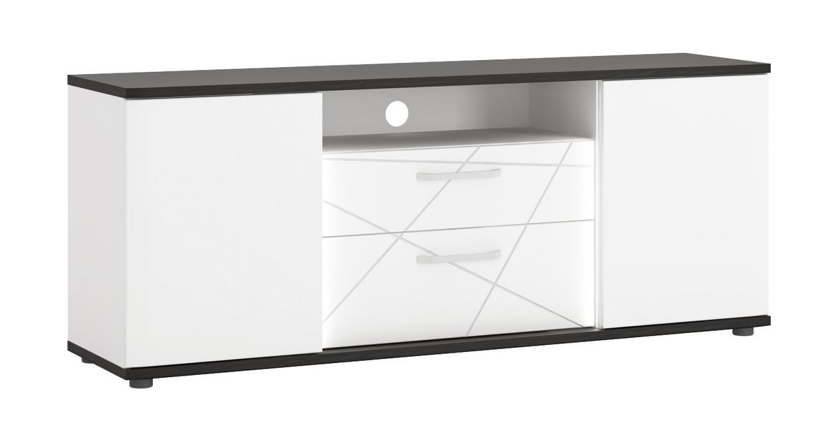 Tv-element Venezia, Bela, Barva Temnega Hrasta - bela/temni hrast, Moderno, kovina/umetna masa (161,4/64,5/40cm)