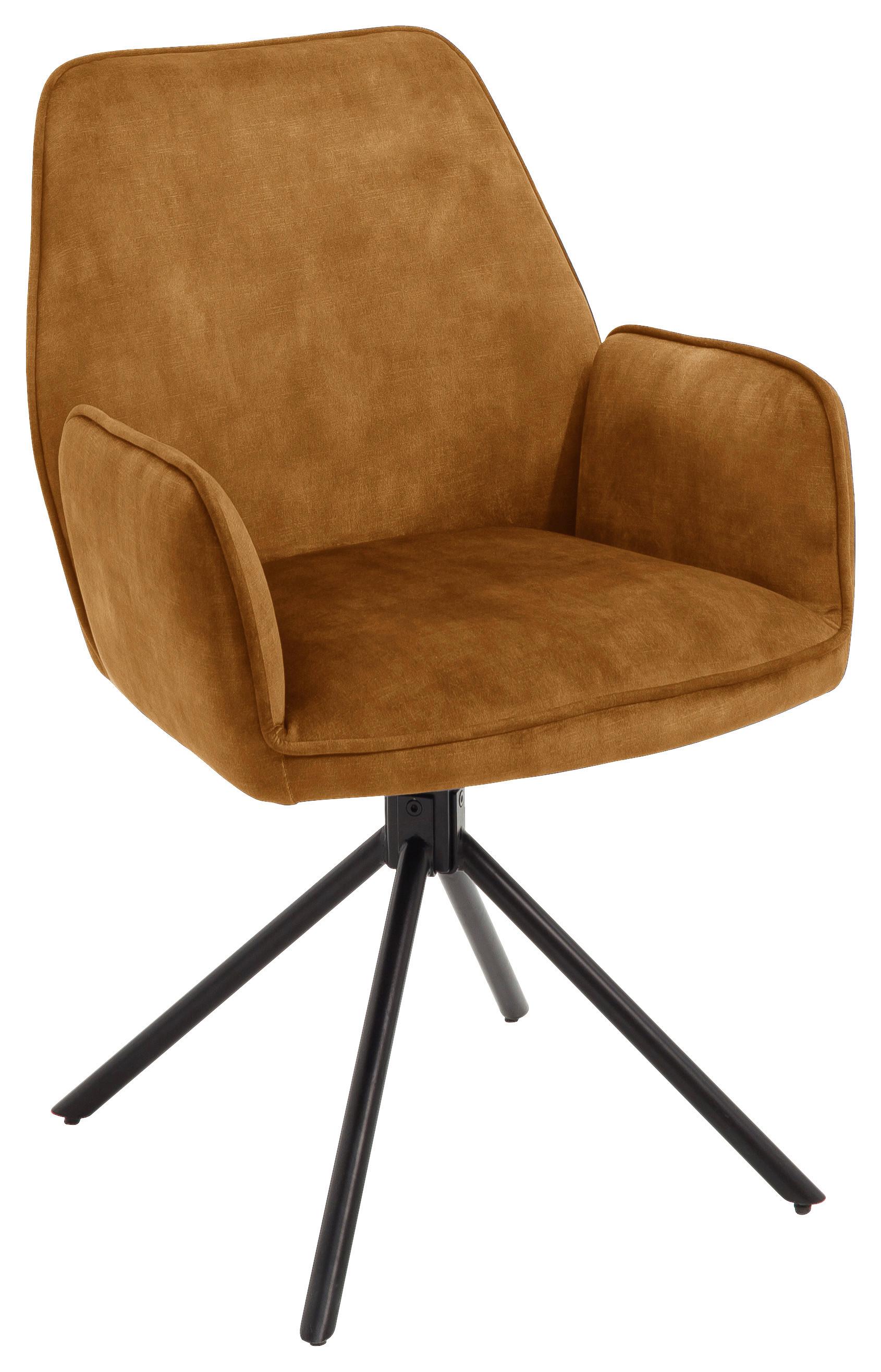 Armlehnstuhl Ottawa Currygelb - Currygelb/Schwarz, MODERN, Textil/Metall (60/89/64cm) - Premium Living