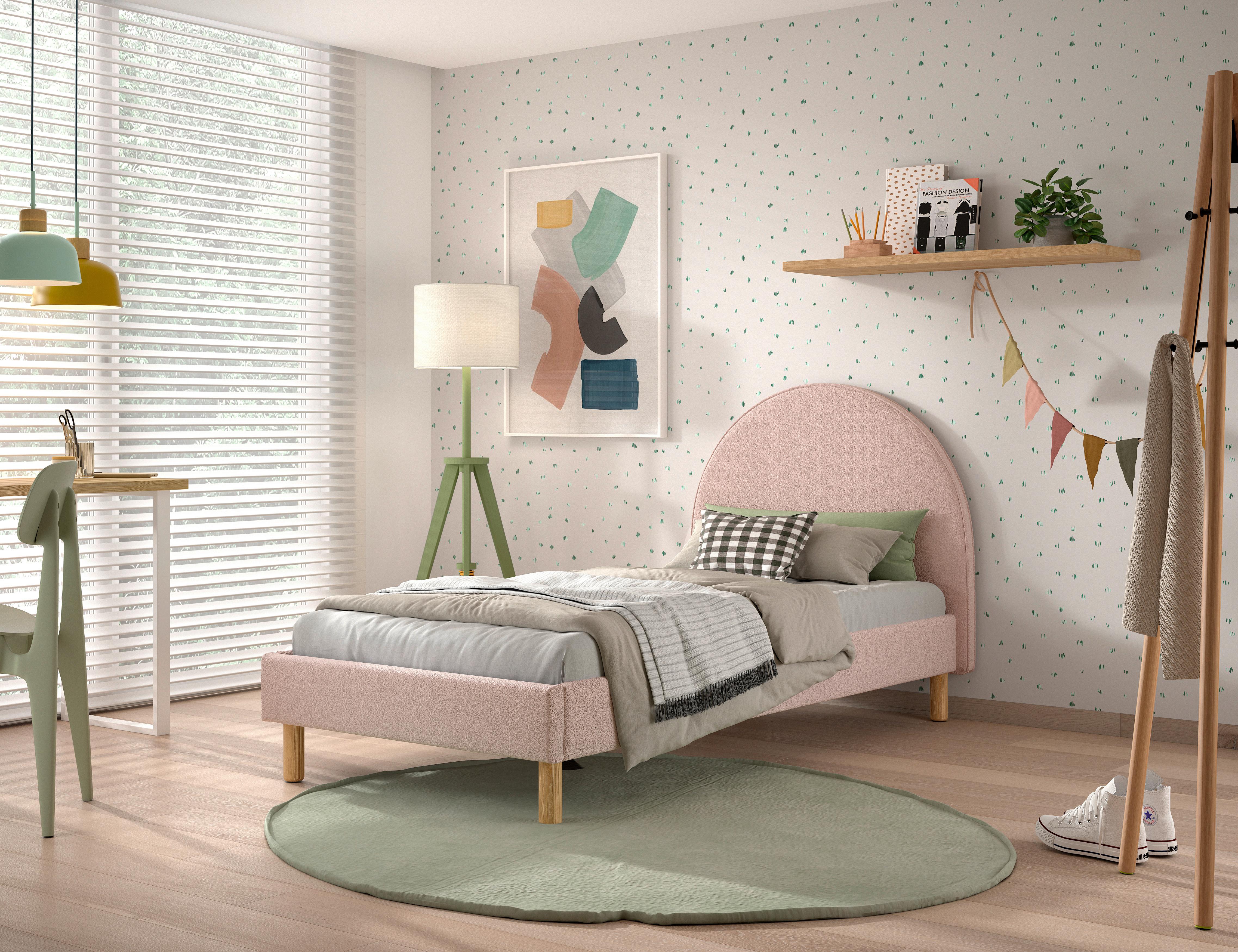 Kinder-/Juniorbett Moon ca. 90x200 cm Rosa - Naturfarben/Rosa, ROMANTIK / LANDHAUS, Holz/Textil (90/200cm) - Vipack
