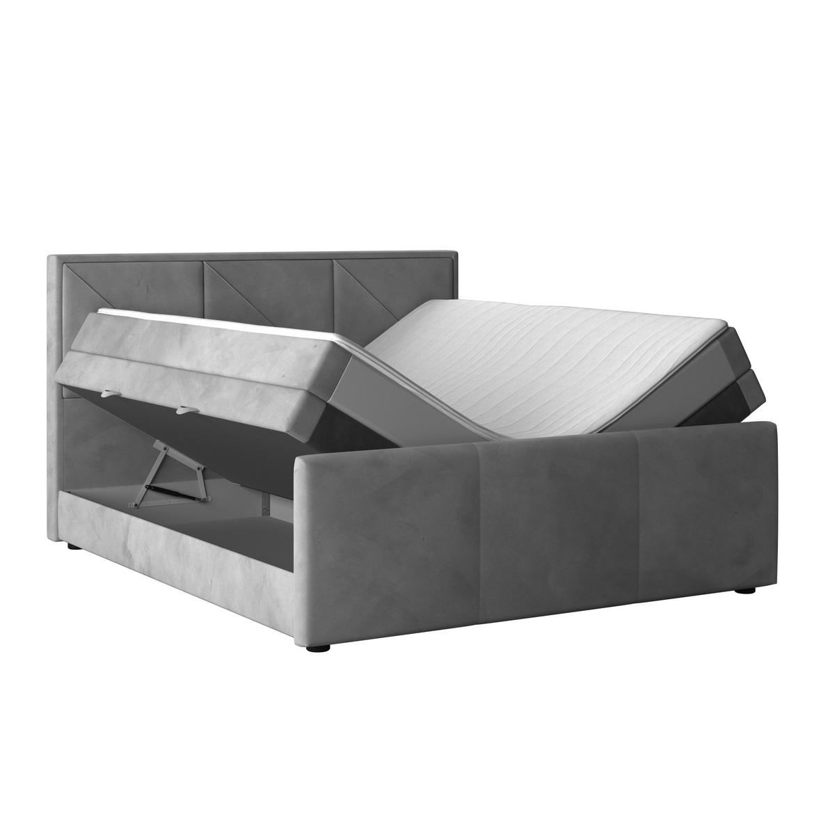 Boxspringbett Bologna ca. 180x200 cm Hellgrau - Hellgrau/Schwarz, MODERN, Holzwerkstoff/Kunststoff (180/200cm) - MID.YOU