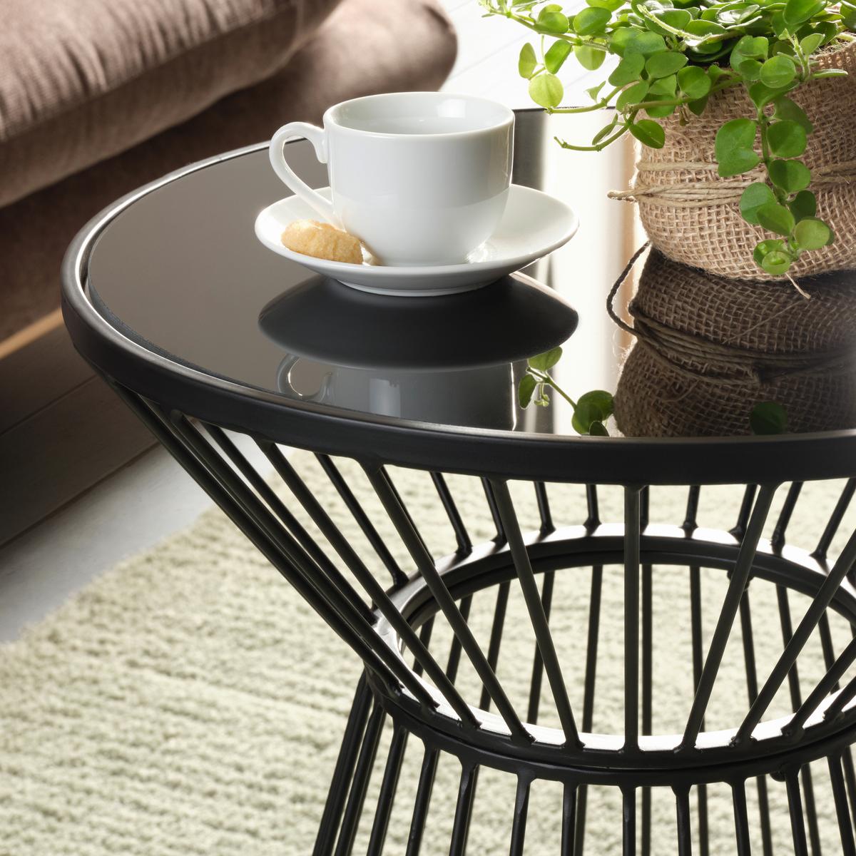 Măsuță auxiliară Raven - negru, Modern, sticlă/metal (40/55cm) - Modern Living