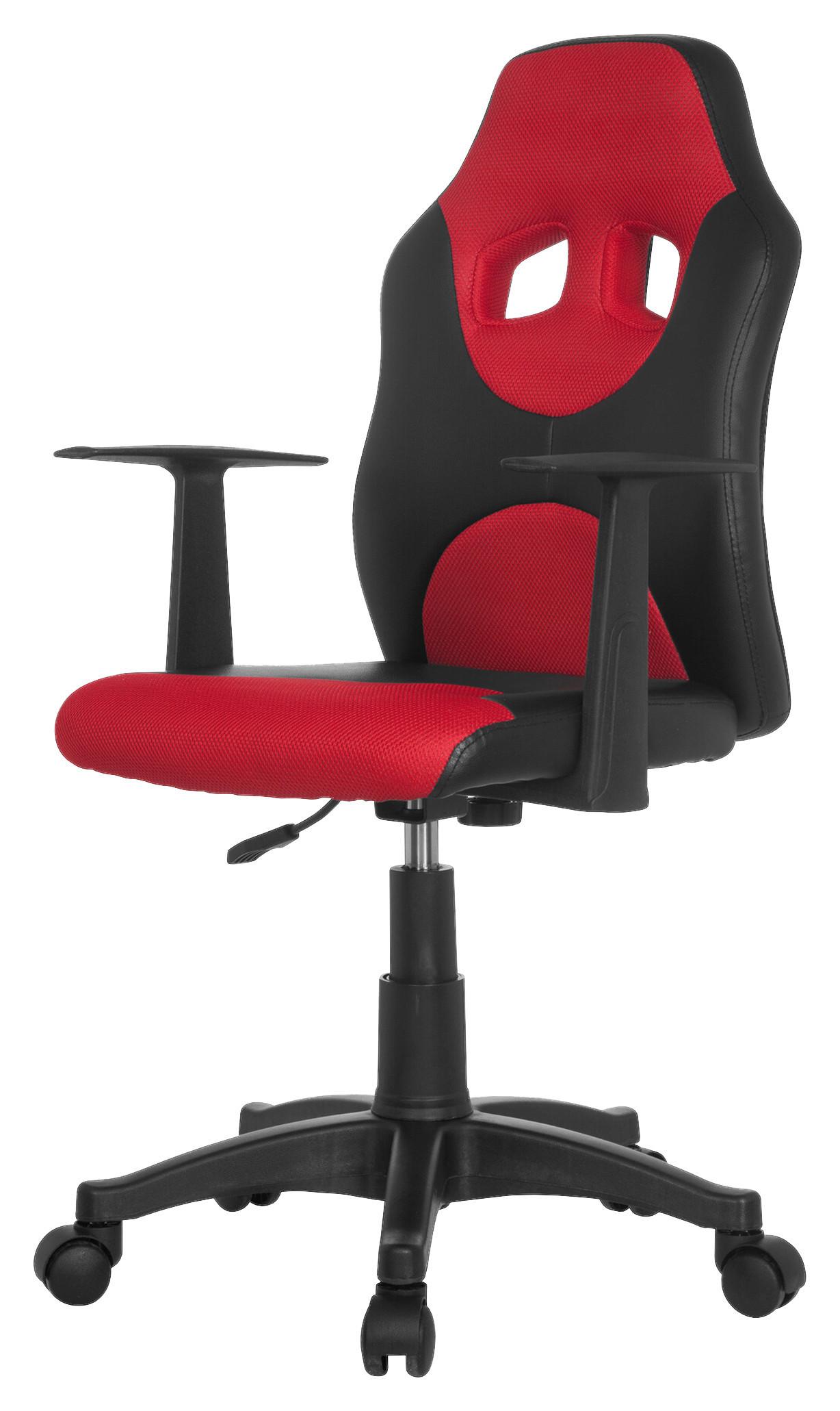 Jugenddrehstuhl Kid Racer ca.54x90-100x48cm Rot,Schwarz - Rot/Schwarz, Basics, Kunststoff (54/90-100/48cm) - MID.YOU