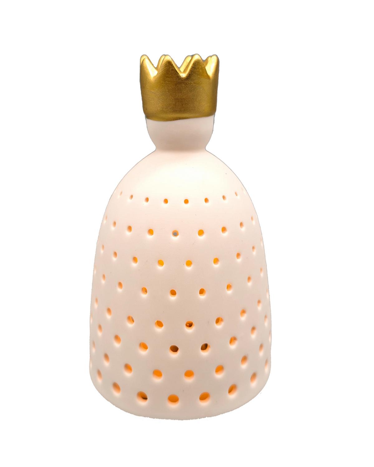 Božična Led-figurica King - zlate barve/bela, Konvencionalno, keramika (8,5/14cm) - Mömax