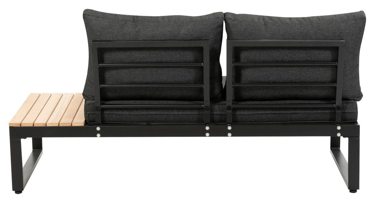 Loungegarnitur 3-tlg Rio Echtholz/Metall mit Kissen - Anthrazit/Braun, MODERN, Holz/Textil (178/68/228,5cm) - Gardenson