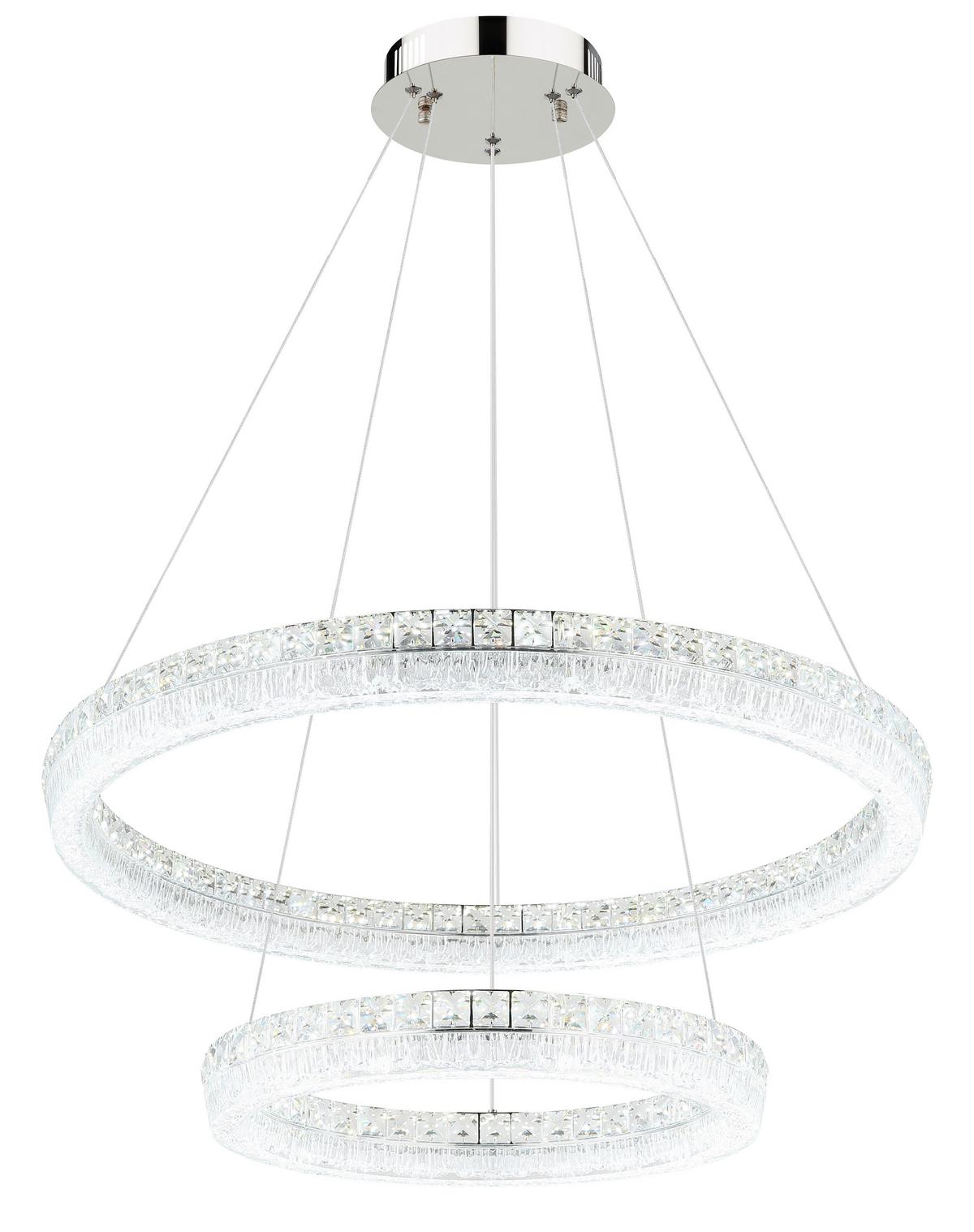 Led Viseća Svjetiljka Laurel - prozirno/boje kroma, Design, staklo/metal (80/120cm) - Globo