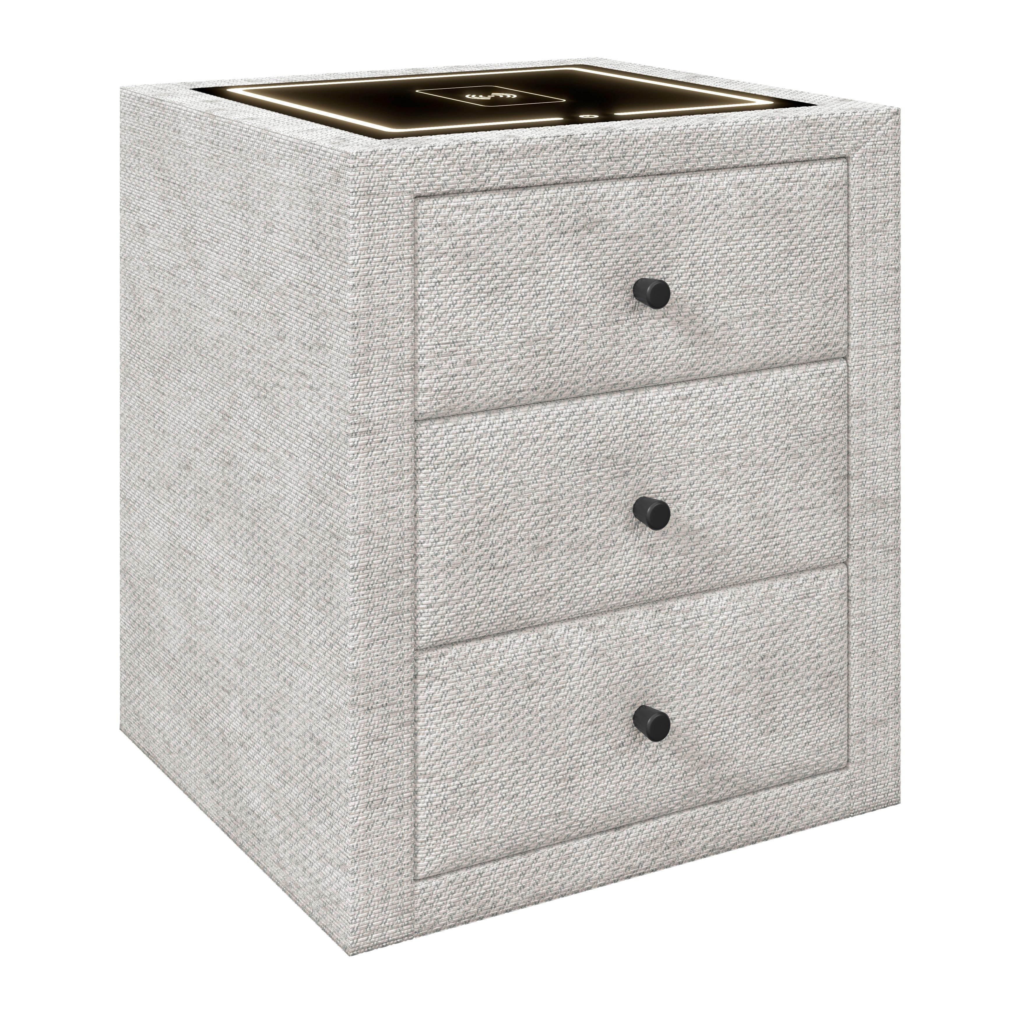 Noćni Ormarić Brisbane Ii - crna/krem, Trend, staklo/drvni materijal (49,5/56,5/46cm) - Premium Living