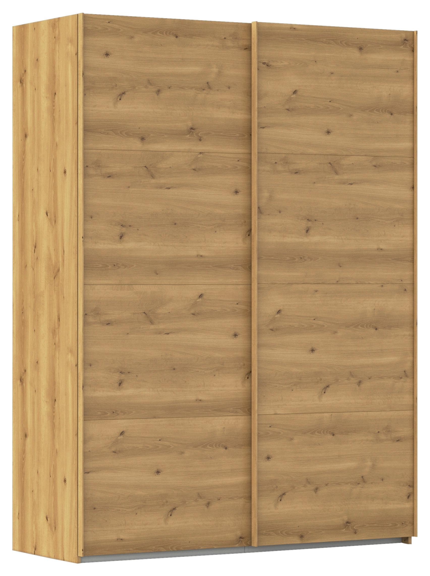 Omara Z Drsnimi Vrati Evelyn, Barva Hrasta - barve hrasta, Design, umetna masa/leseni material (162/223/68cm) - Novel