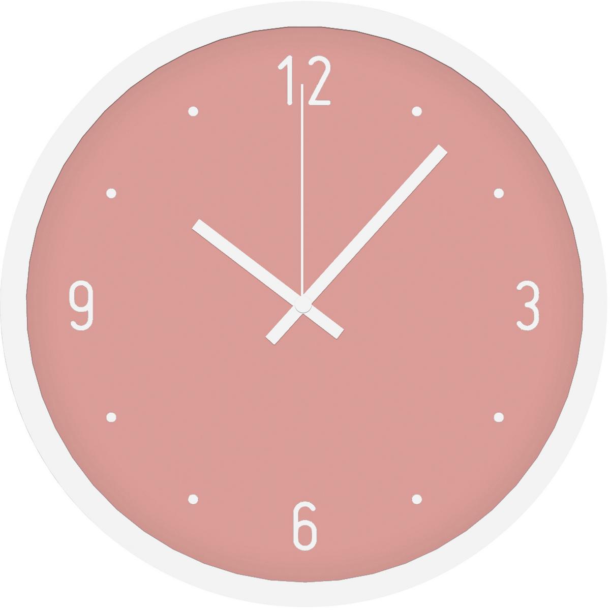 Wanduhr Sally Ø ca. 30,5cm - Weiss/Altrosa, Glas/Papier (30,5cm) - Modern Living