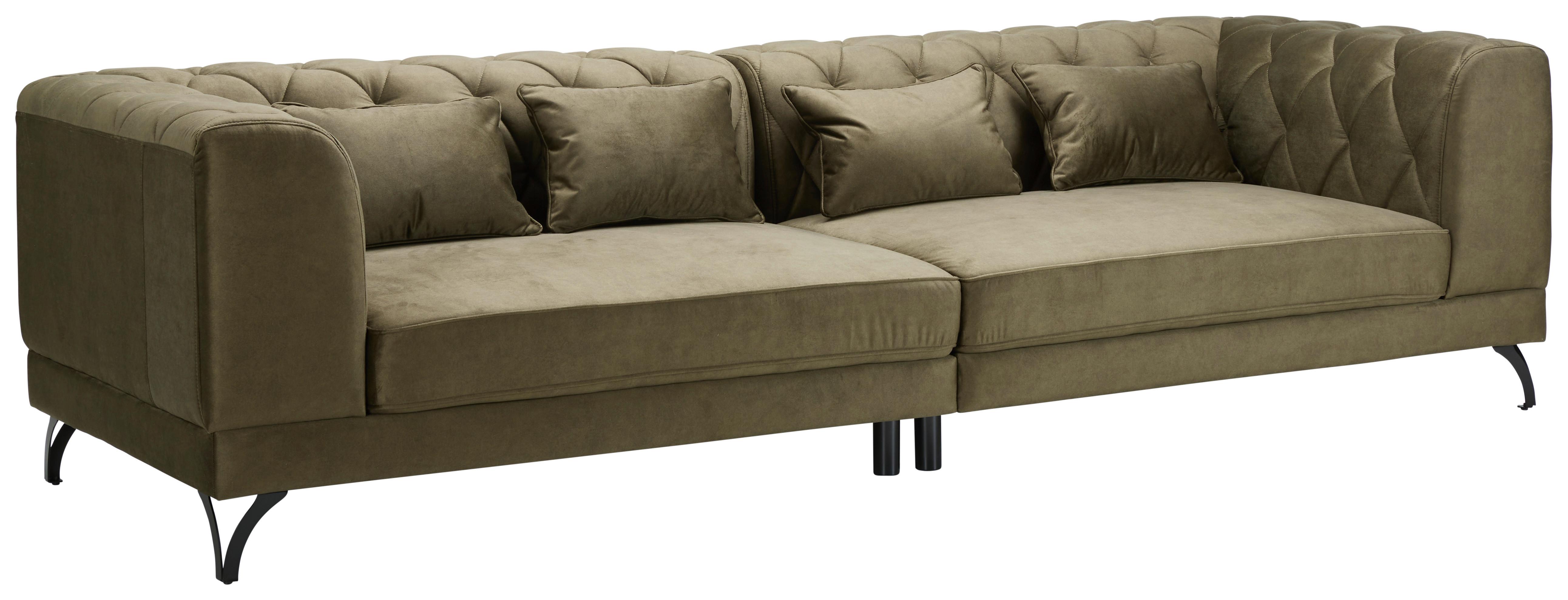 Mega Sofa Totti - maslinasto zelena/crna, Moderno, tekstil/metal (277/74/100cm) - Modern Living