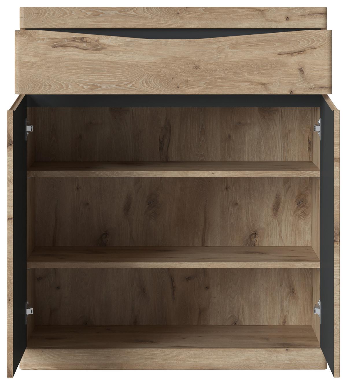 Dulap pentru pantofi TWIST - culoare lemn stejar/antracit, Modern, material pe bază de lemn (86/101,6/39,9cm) - Modern Living
