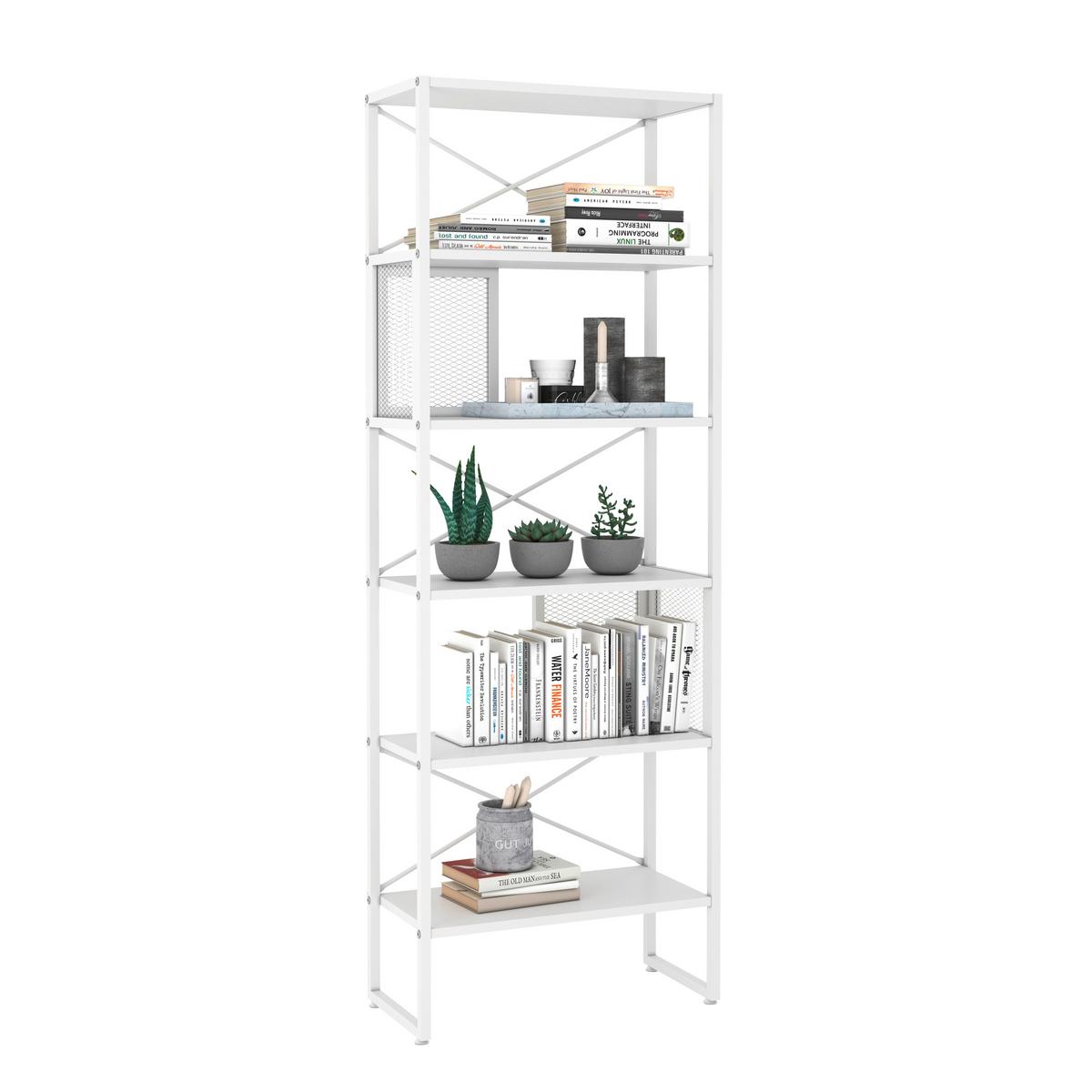 REGAŁ MELA REGAL - biały, Modern, materiał drewnopochodny/metal (64/180/31cm) - Novel