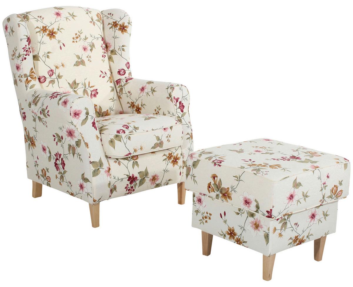Hocker Lorris Weiß Flachgewebe - Buchefarben/Weiß, Design, Holz/Textil (53/45/53cm) - Max Winzer