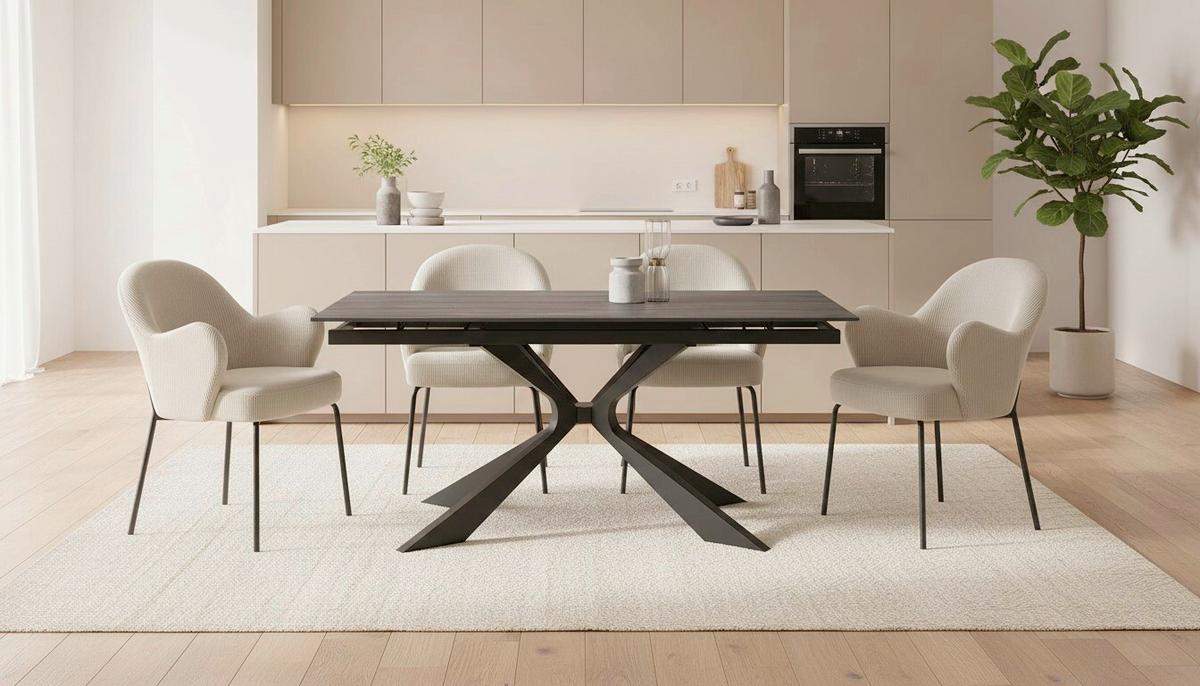 Raztegljiva Miza Hamar, Črna, 180-260x90 - črna, Moderno, kamen/kovina (180-260/90/76cm) - P & B
