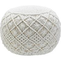 Pouf Julie in Natur ca. 50x35x50cm - Weiß, Textil (50/35/50cm) - Zandiara