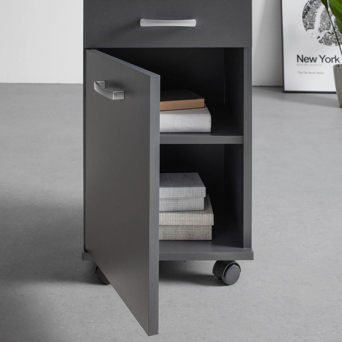 Rollcontainer Caorle in Anthrazit - Chromfarben/Anthrazit, KONVENTIONELL, Holzwerkstoff/Kunststoff (33/59/38cm) - Mömax
