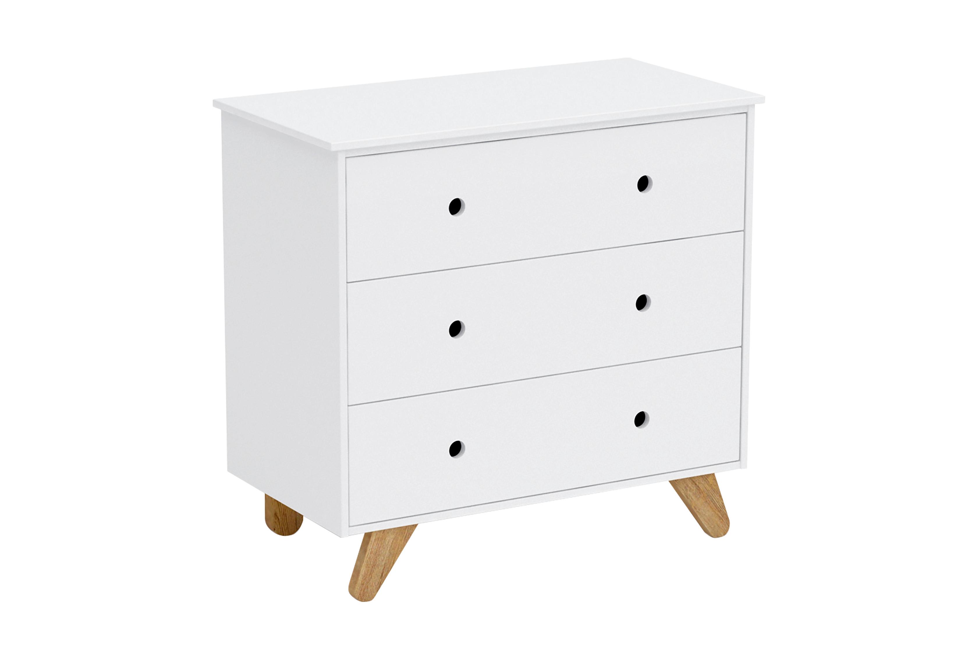 Kommode Weiß - Weiß/Naturfarben, Design, Holz/Holzwerkstoff (95/90/50cm) - Livetastic