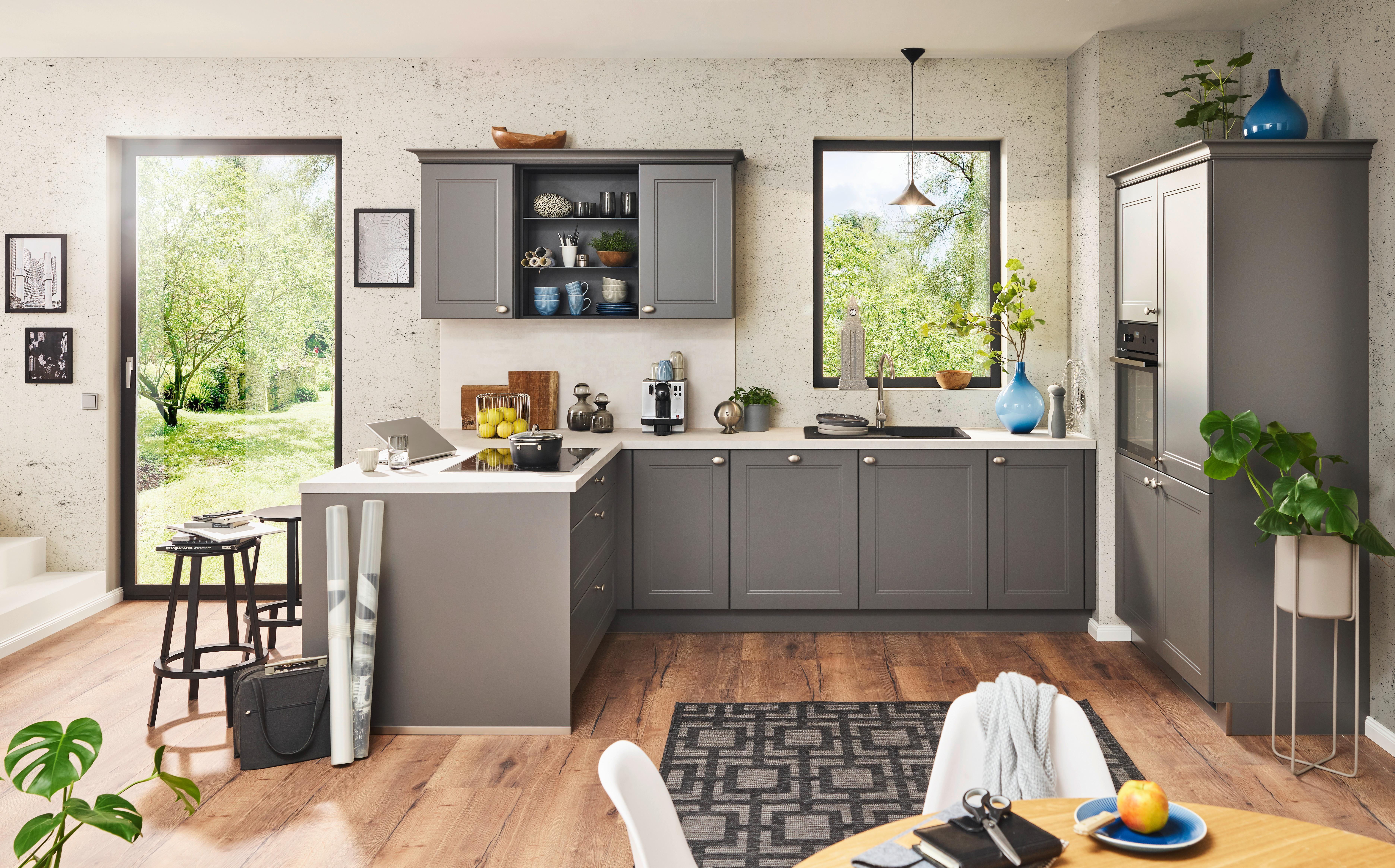 Einbauküche Windsor Lack in Grau - Grau, MODERN, Holzwerkstoff - Nolte Küchen