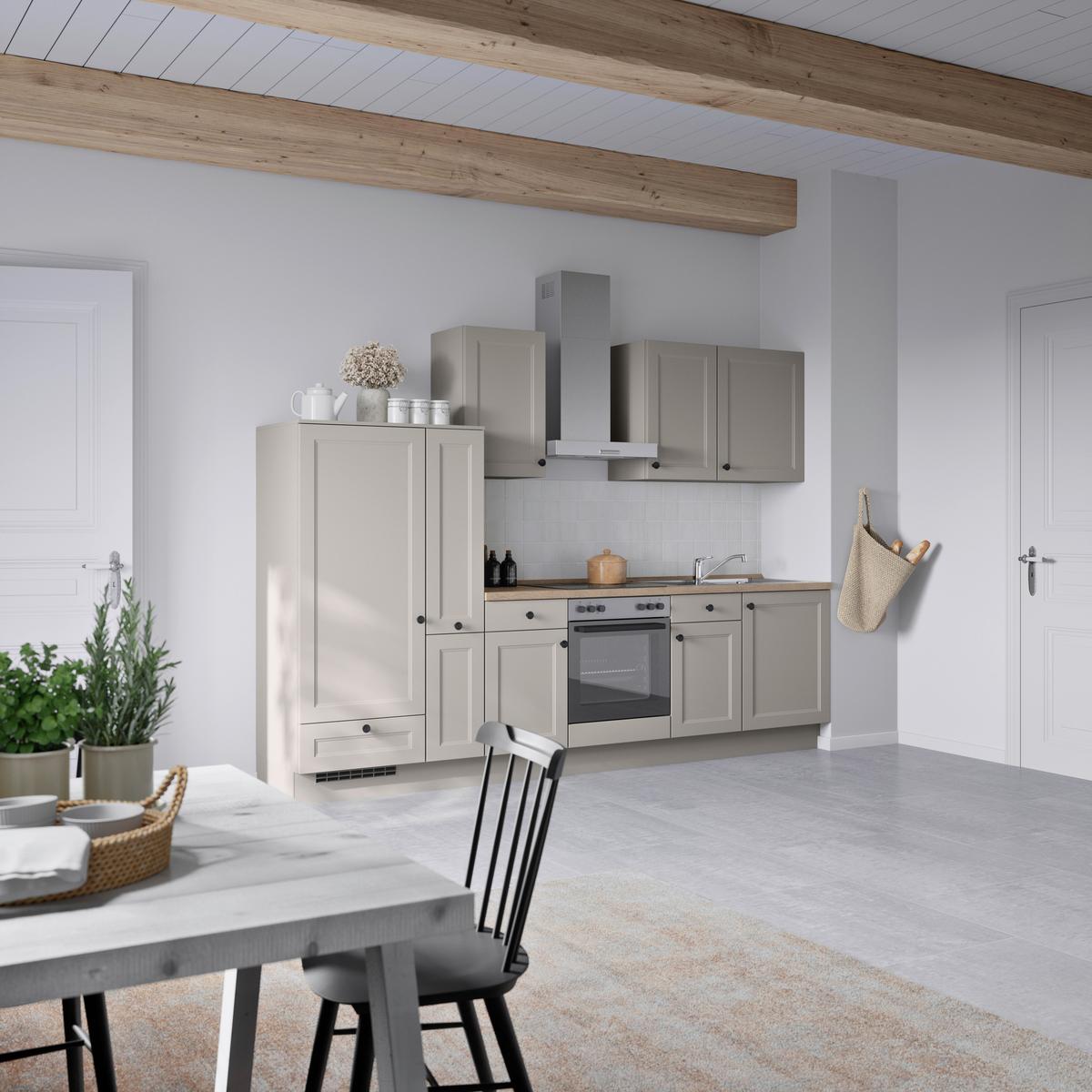 Küchenblock Cascada Low m. Geräten Grau - Eiche dunkel/Schwarz, MODERN, Holzwerkstoff/Metall (300cm) - Nobilia