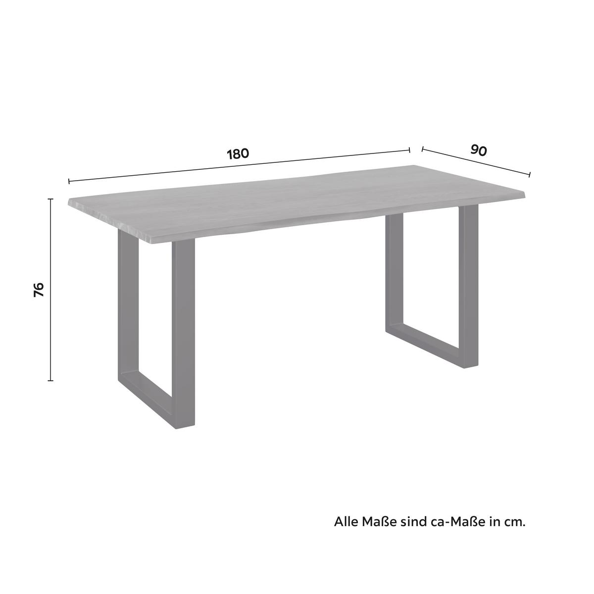 Esstisch Dale in Holz Akazie massiv/furniert ca. 180x90 cm - Walnussfarben/Schwarz, MODERN, Holz/Metall (180/90/76cm) - Bessagi Home