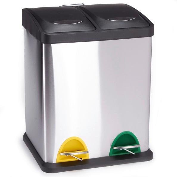 Treteimer 100352 - Silberfarben/Schwarz, Basics, Kunststoff/Metall (31/26,5/39,5cm)