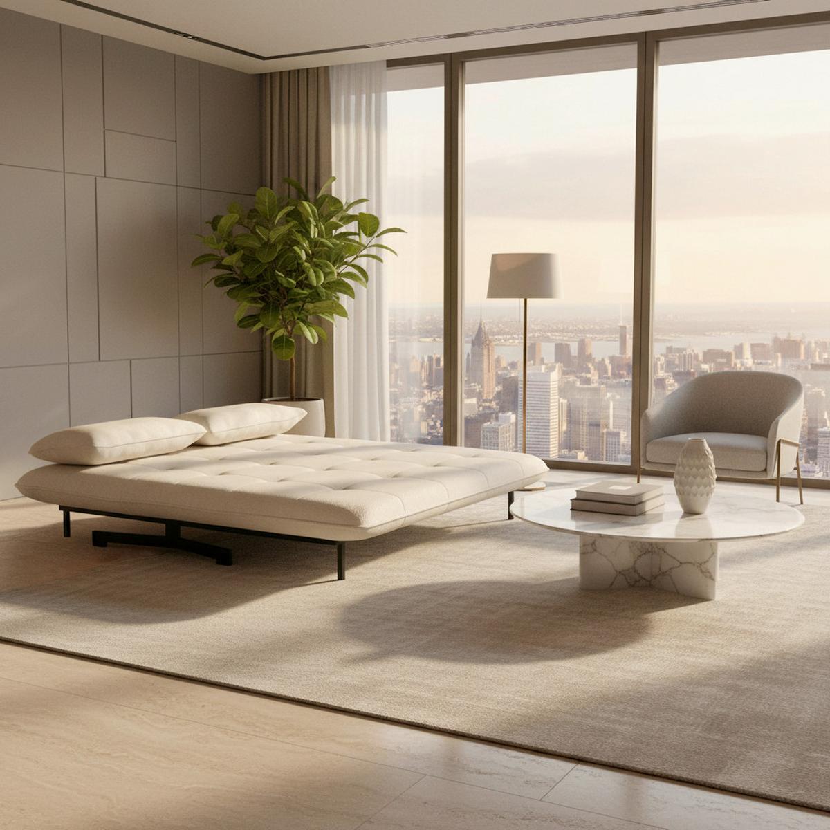 Dvosed Z Ležiščem Luna, Bela - črna/bela, Moderno, kovina/tekstil (143/84/81cm) - Bessagi Home