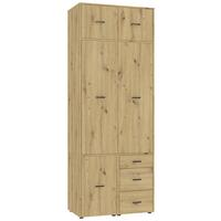 Kleiderschrank Kivo Eiche Artisan - Schwarz/Eiche Artisan, Basics, Holzwerkstoff/Kunststoff (90/239,40/52,1cm) - Based