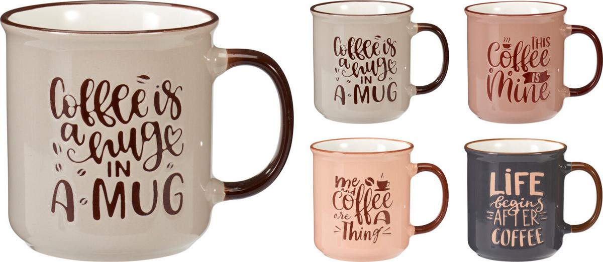 Bögre Jumbo - világosszürke/pink, kerámia (11/11,4cm)