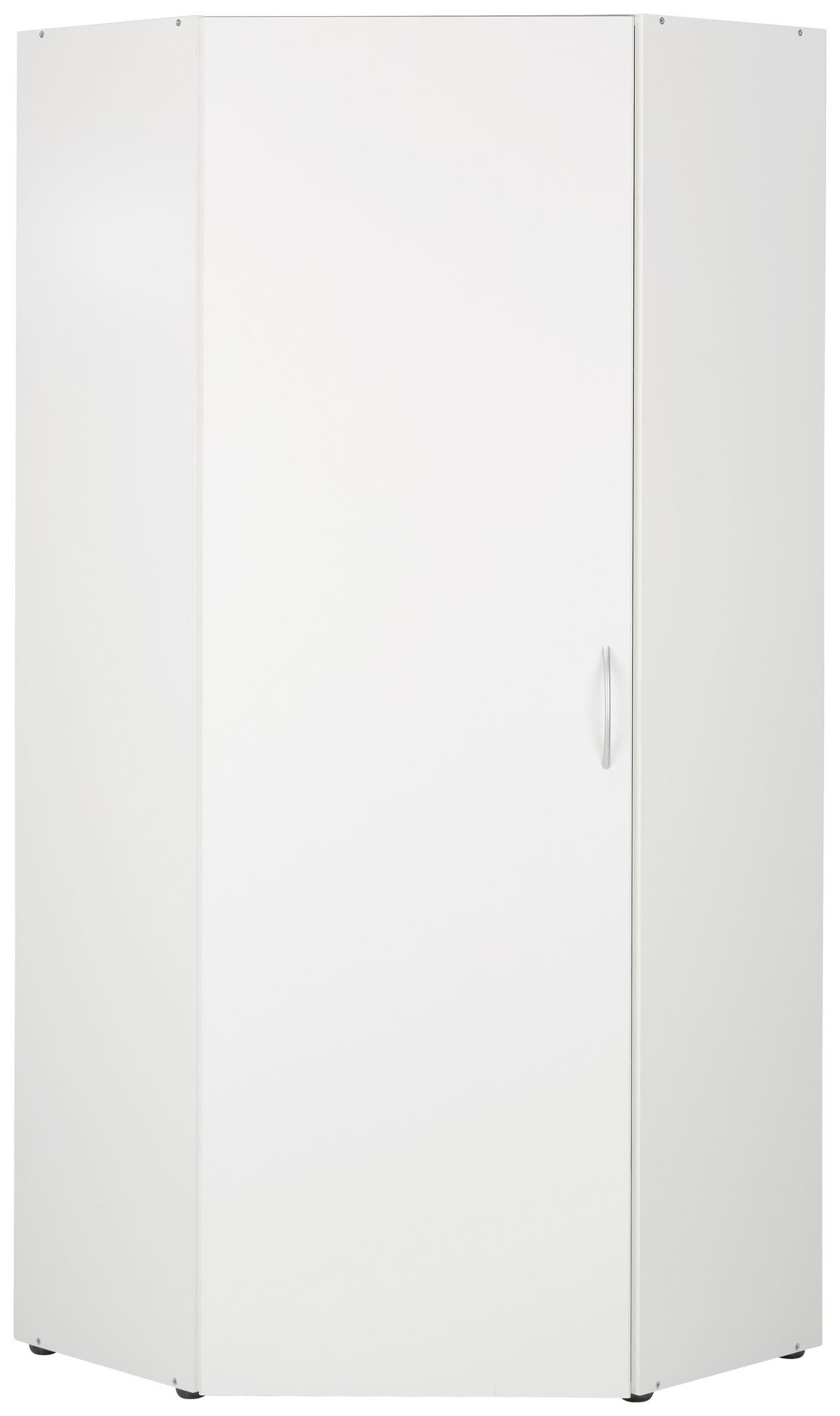 Kotna Omara Mrk, Bela - bela/barve aluminija, Konvencionalno, umetna masa/leseni material (80/185/80cm) - Mömax