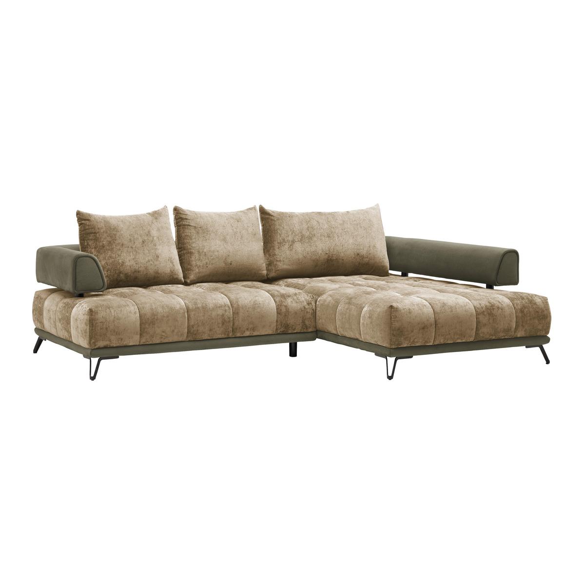 Ecksofa Morgan Olivgrün - Schwarz/Olivgrün, Modern, Textil/Metall (262/67-87/184cm) - Mömax