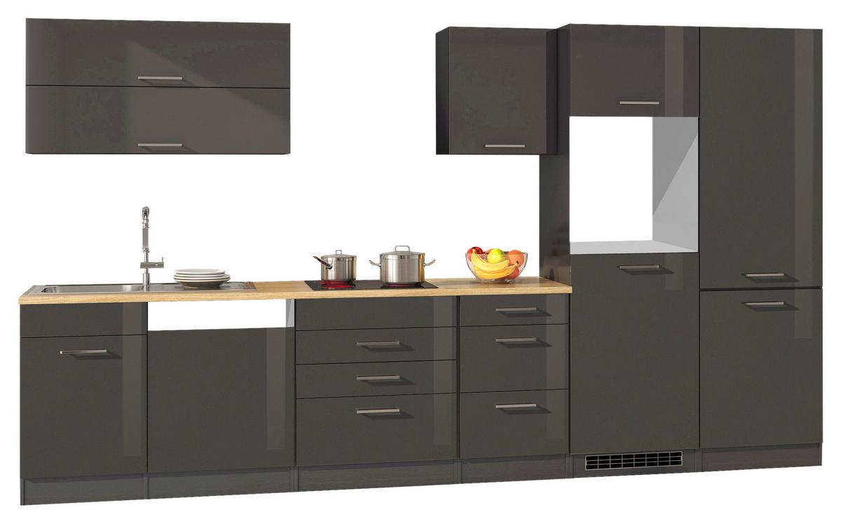 Küchenleerblock Mailand B: ca. 360cm Graphitfarben - Silberfarben/Graphitfarben, MODERN, Holzwerkstoff/Metall (360cm) - Held