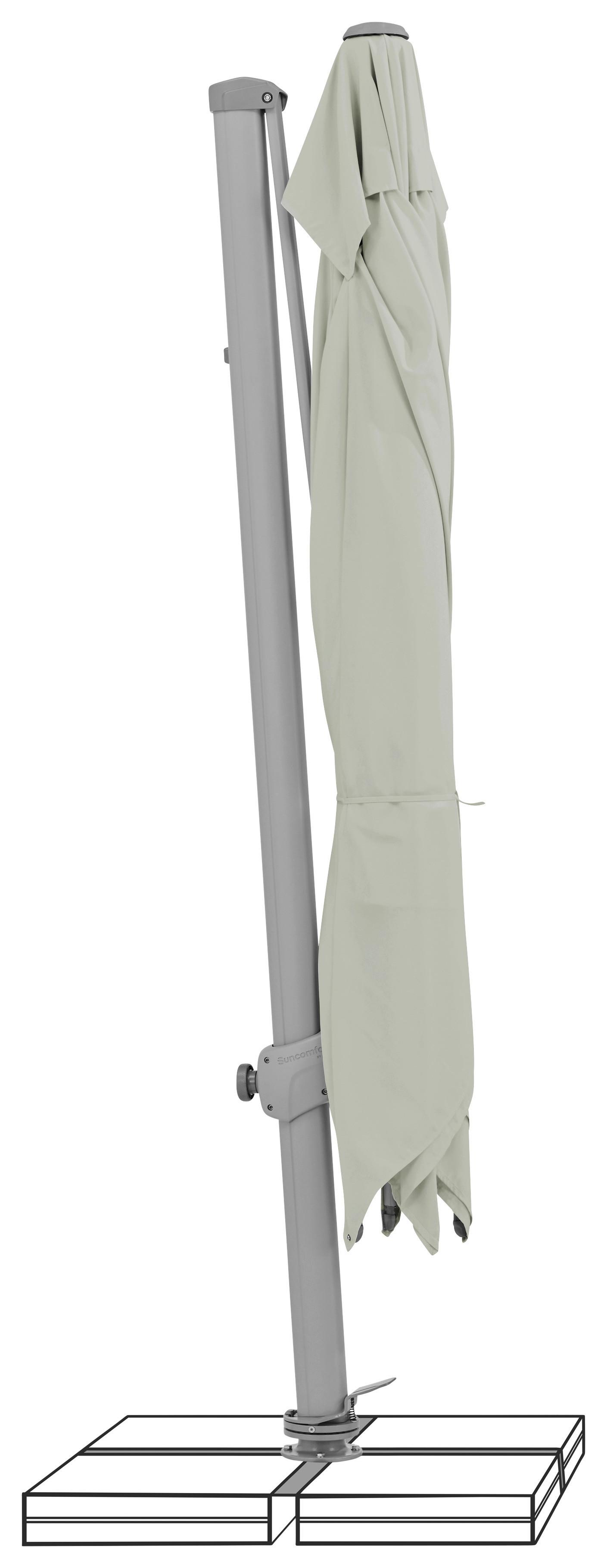 Ampelschirm Varioflex Hellgrau - Silberfarben/Hellgrau, Basics, Kunststoff/Metall (300/300cm) - Suncomfort by Glatz