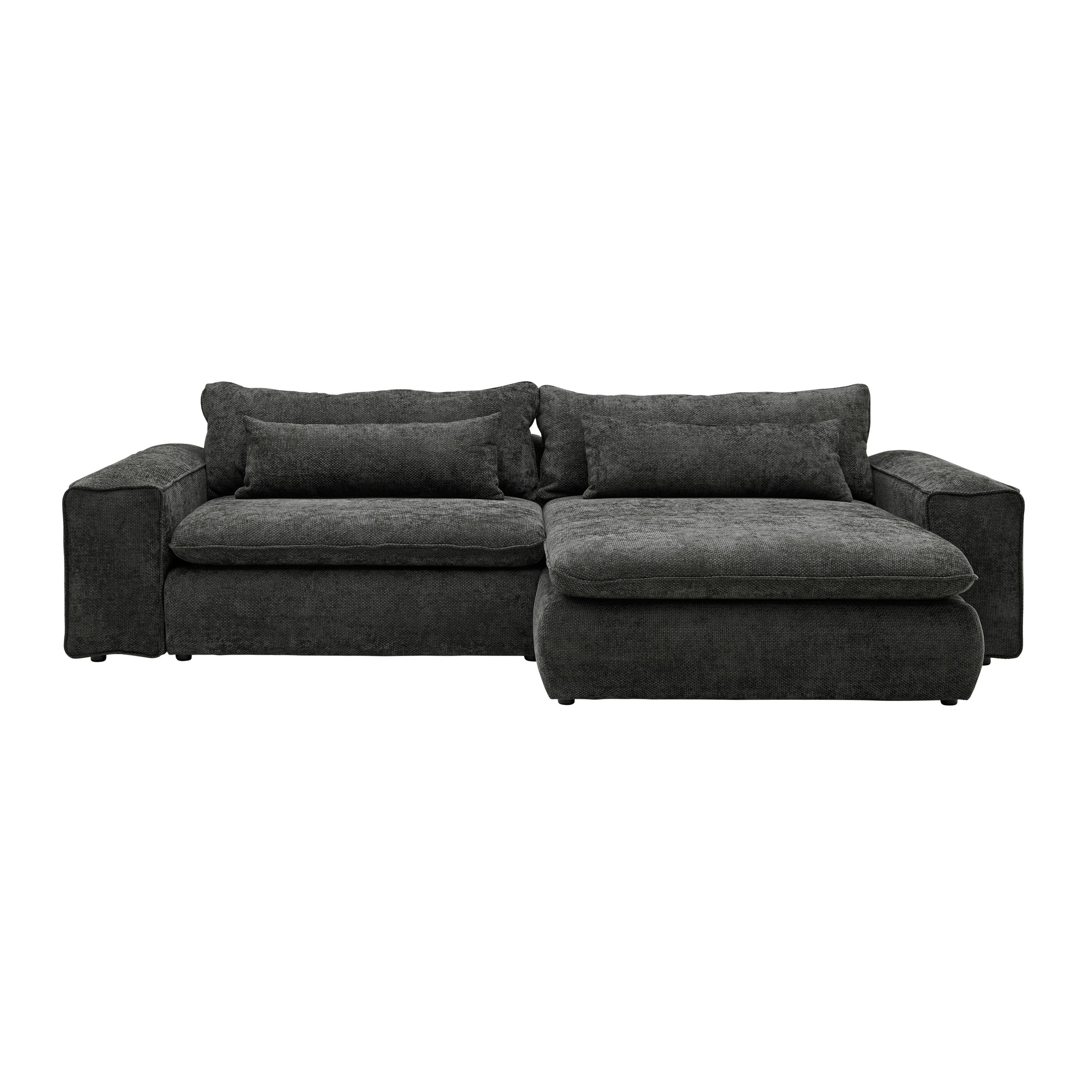 Wohnlandschaft Linz Schwarz - Schwarz, MODERN, Holzwerkstoff/Kunststoff (296/80/181cm) - Mömax
