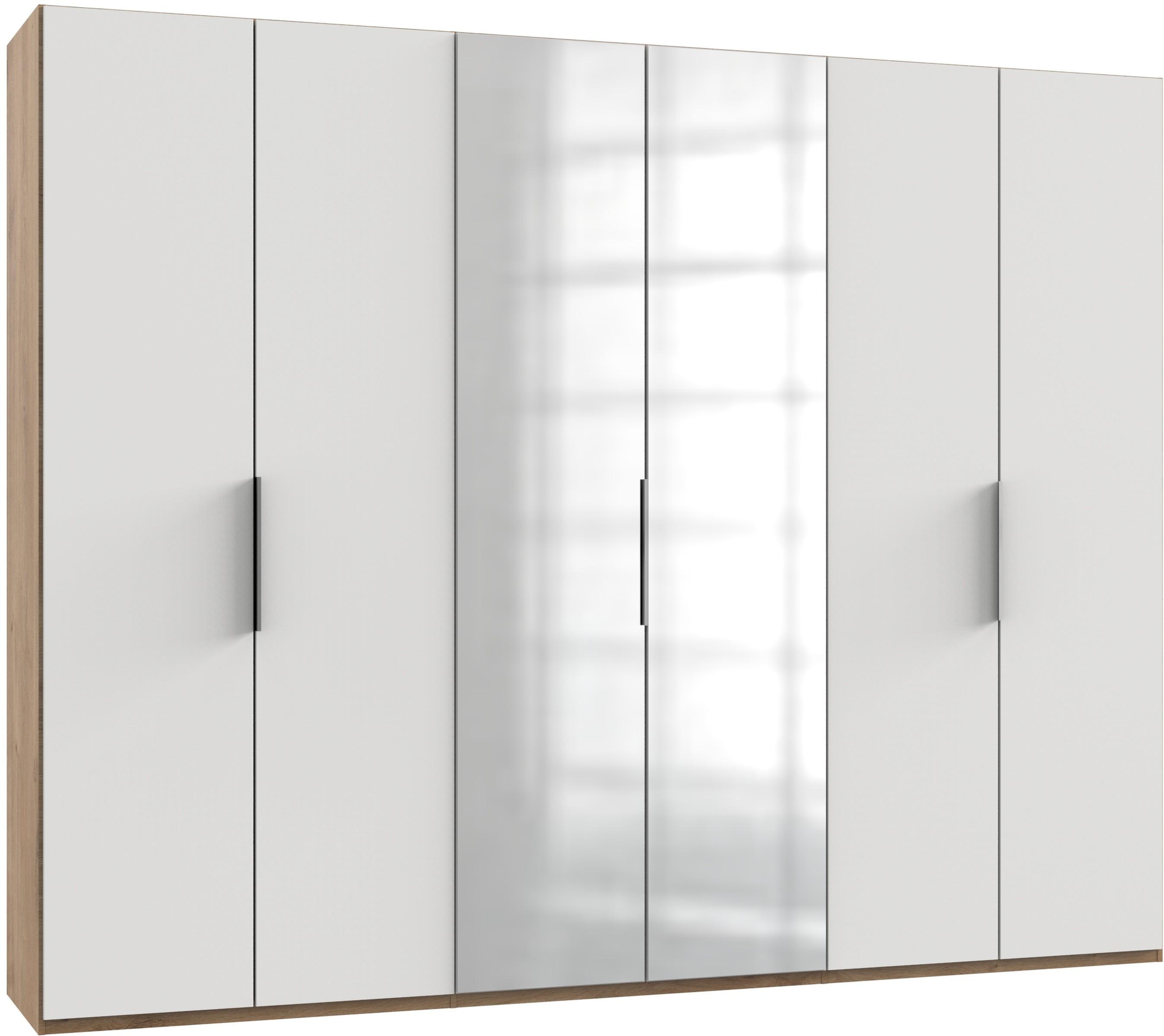 Drehtürenschrank Level 36A mit Geräten ca. 300 cm Weiß/Eiche - Chromfarben/Eichefarben, MODERN, Holzwerkstoff (300/236/58cm) - MID.YOU
