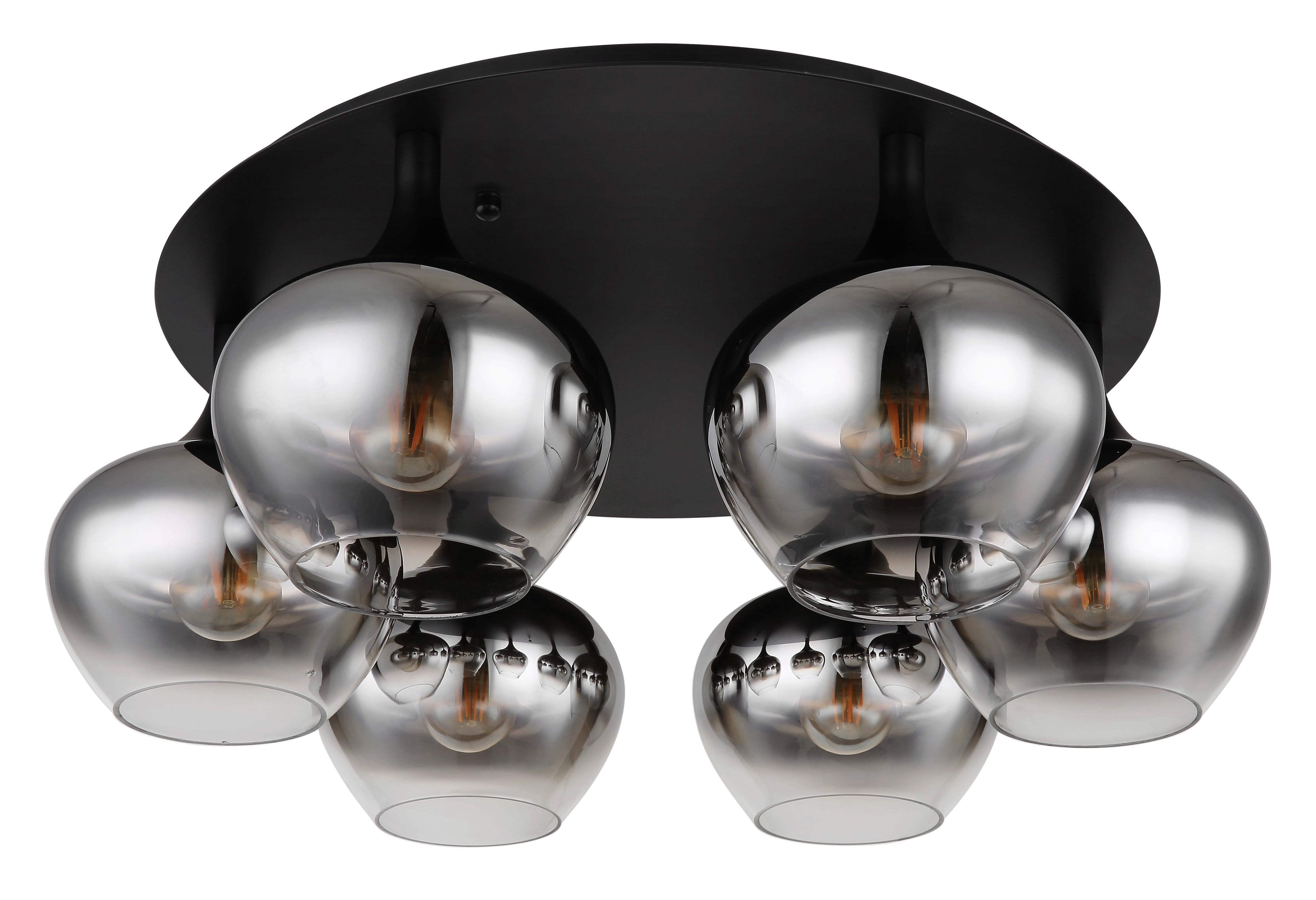 DECKENLEUCHTE 15548-6D - Schwarz, Design, Glas/Metall (65/25,5cm) - Globo