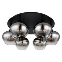 DECKENLEUCHTE 15548-6D - Schwarz, Design, Glas/Metall (65/25,5cm) - Globo