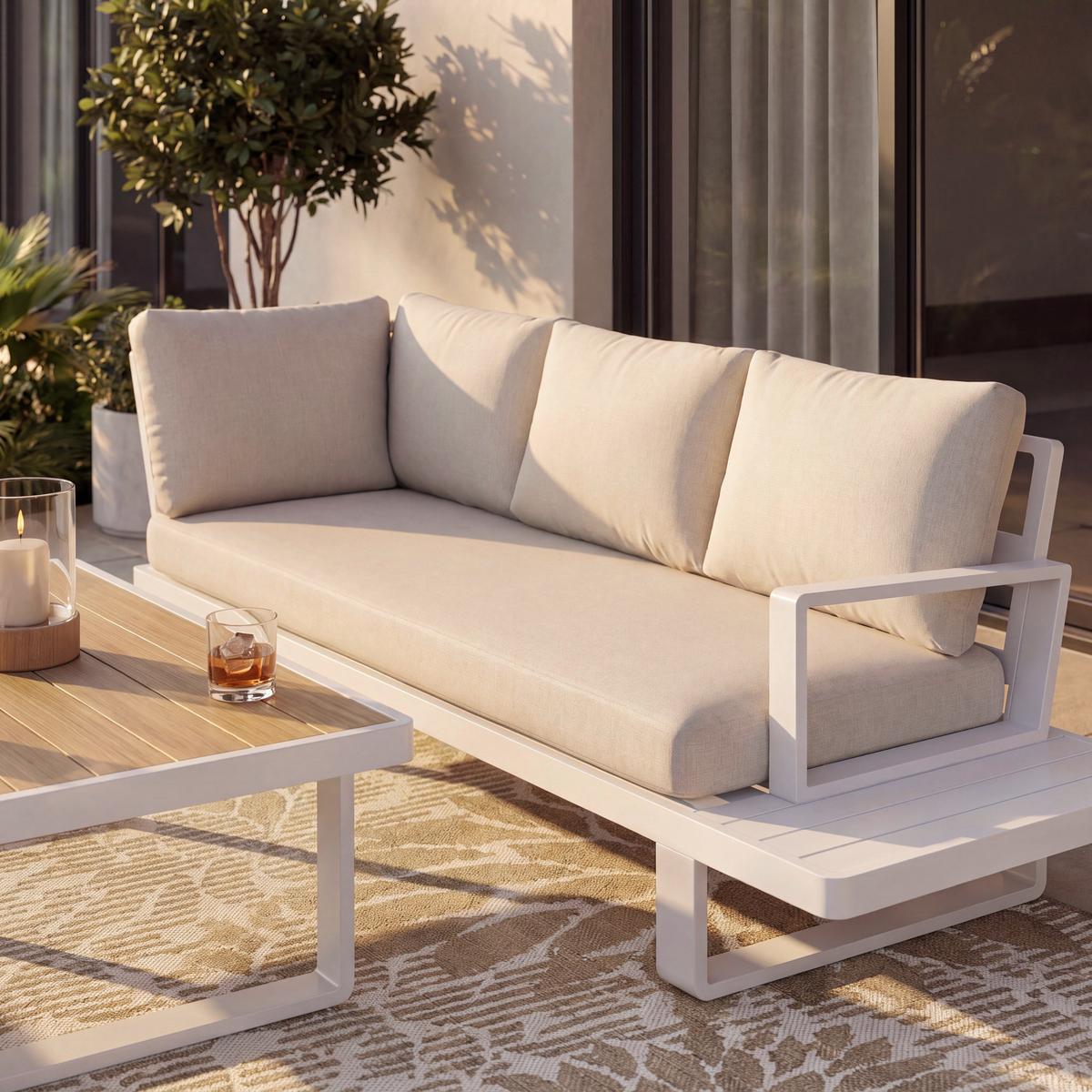 Garnitură grădină Tilly - alb/crem, Modern, plastic/metal (288,5/70/74cm) - Bessagi Garden