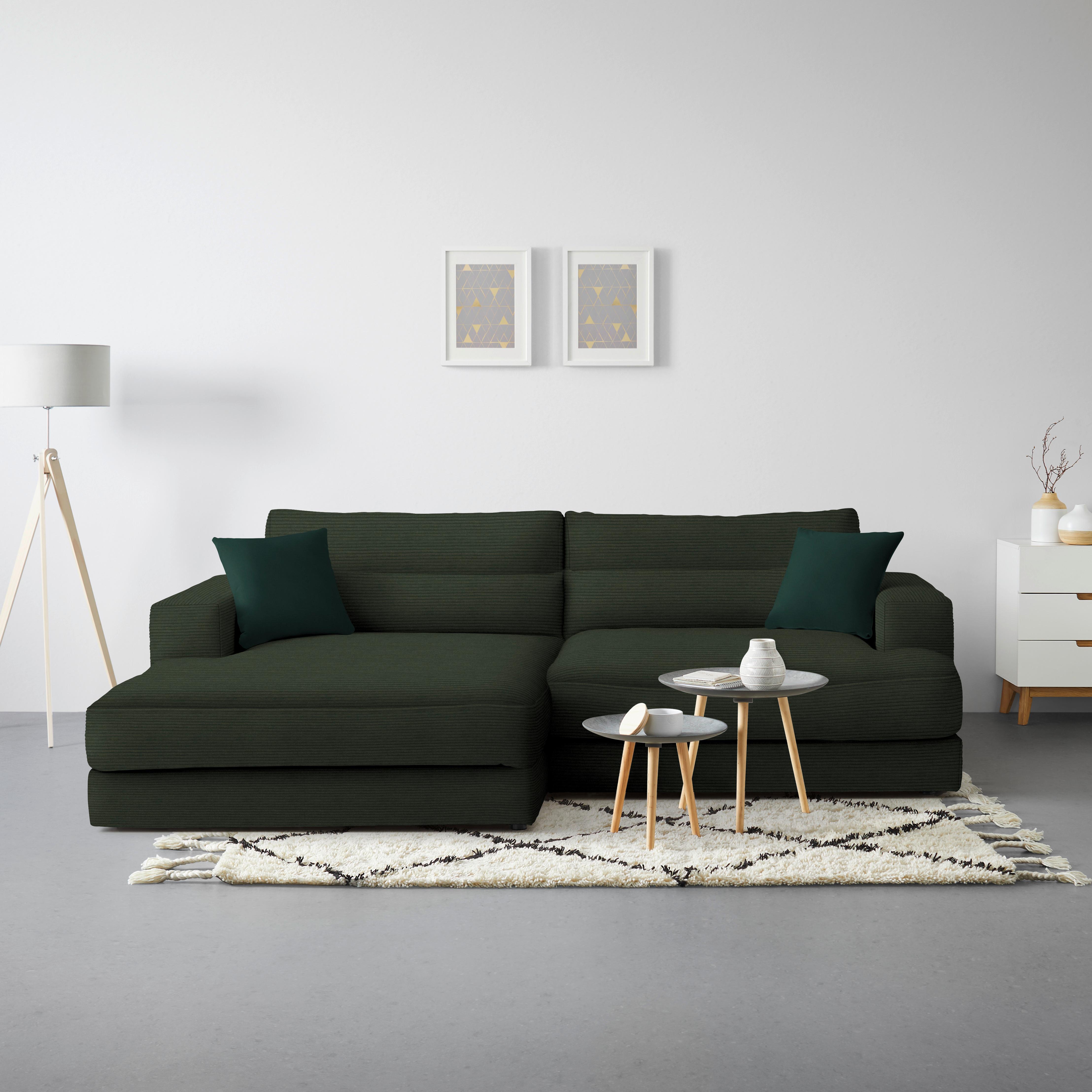 Ecksofa Fabiona links Grün - Schwarz/Grün, MODERN, Holz/Kunststoff (194/85/268cm) - Premium Living