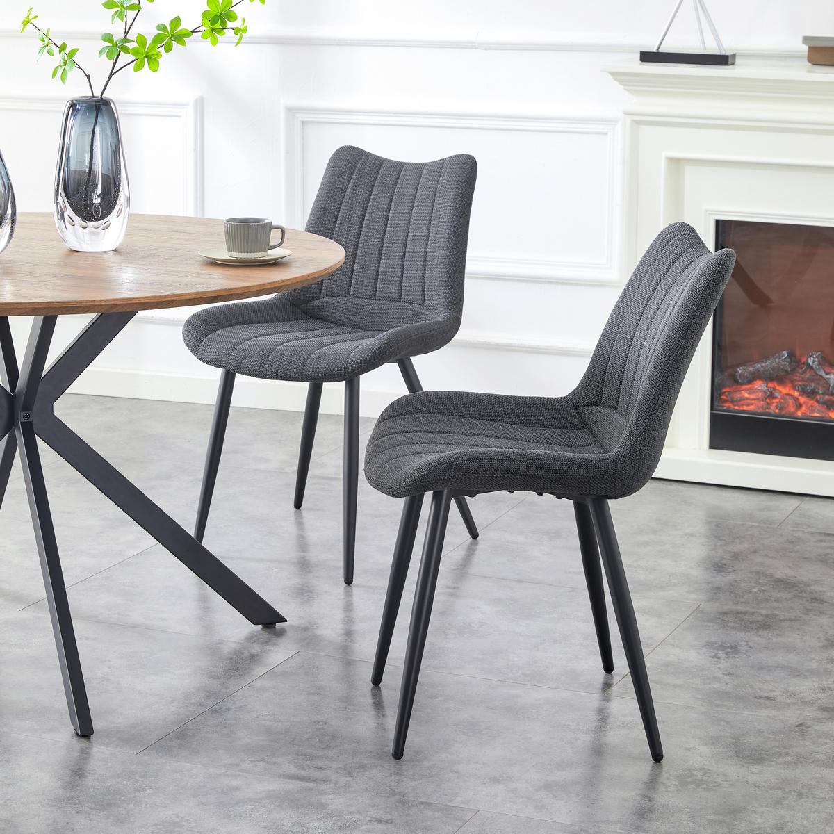 Set Stolov Lotta, Antracit, 2 Kos - črna/antracit, Moderno, kovina/tekstil (53/86/59cm) - MID.YOU