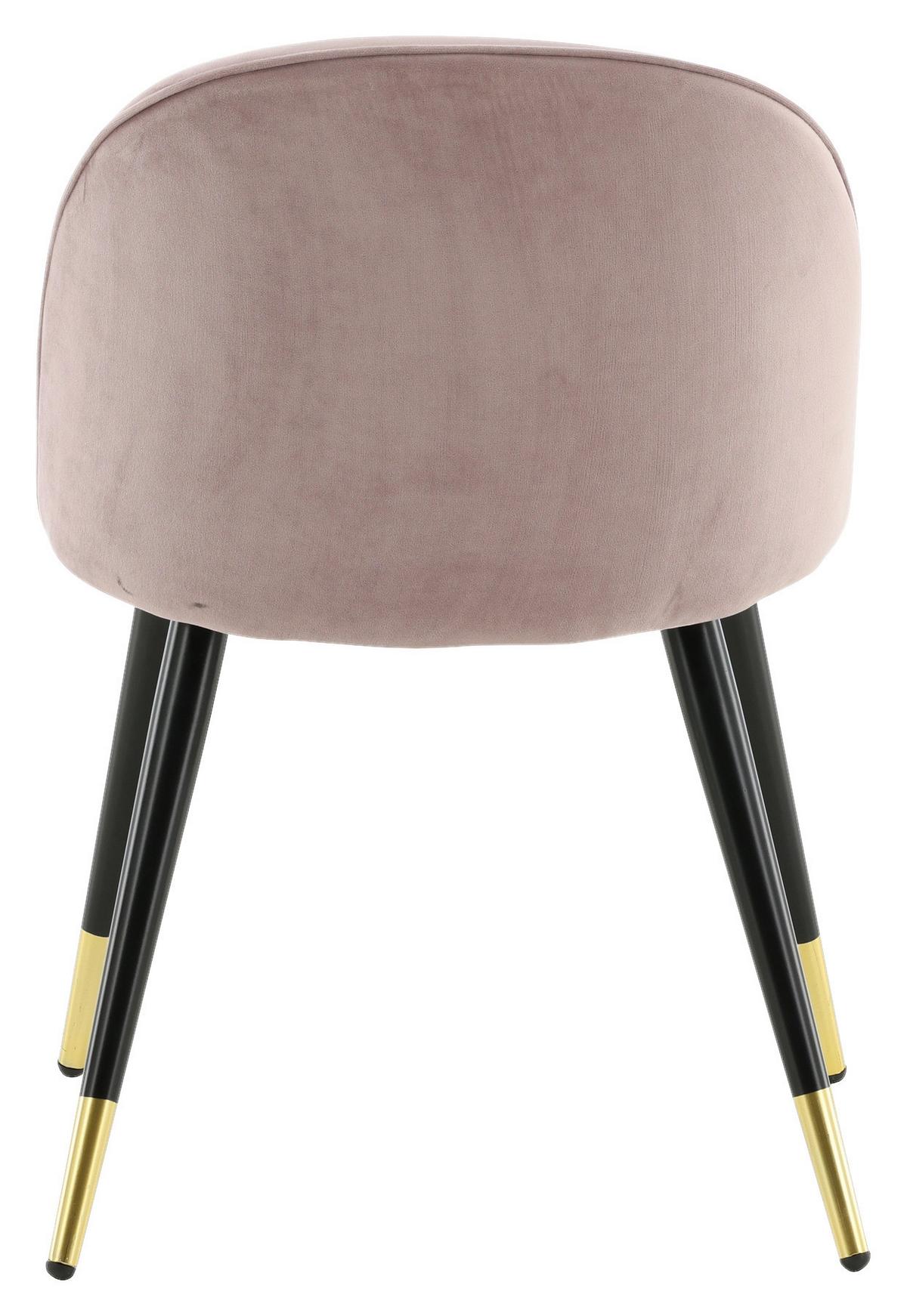 STUHL-SET VELVET - Pink/Messingfarben, Design, Textil/Metall (57/76.5/50cm) - Livetastic