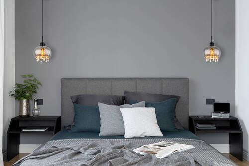 Hängeleuchte Corry Grau/Schwarz max. 6 Watt - Klar/Schwarz, Trend, Glas/Textil (21/120cm) - Globo