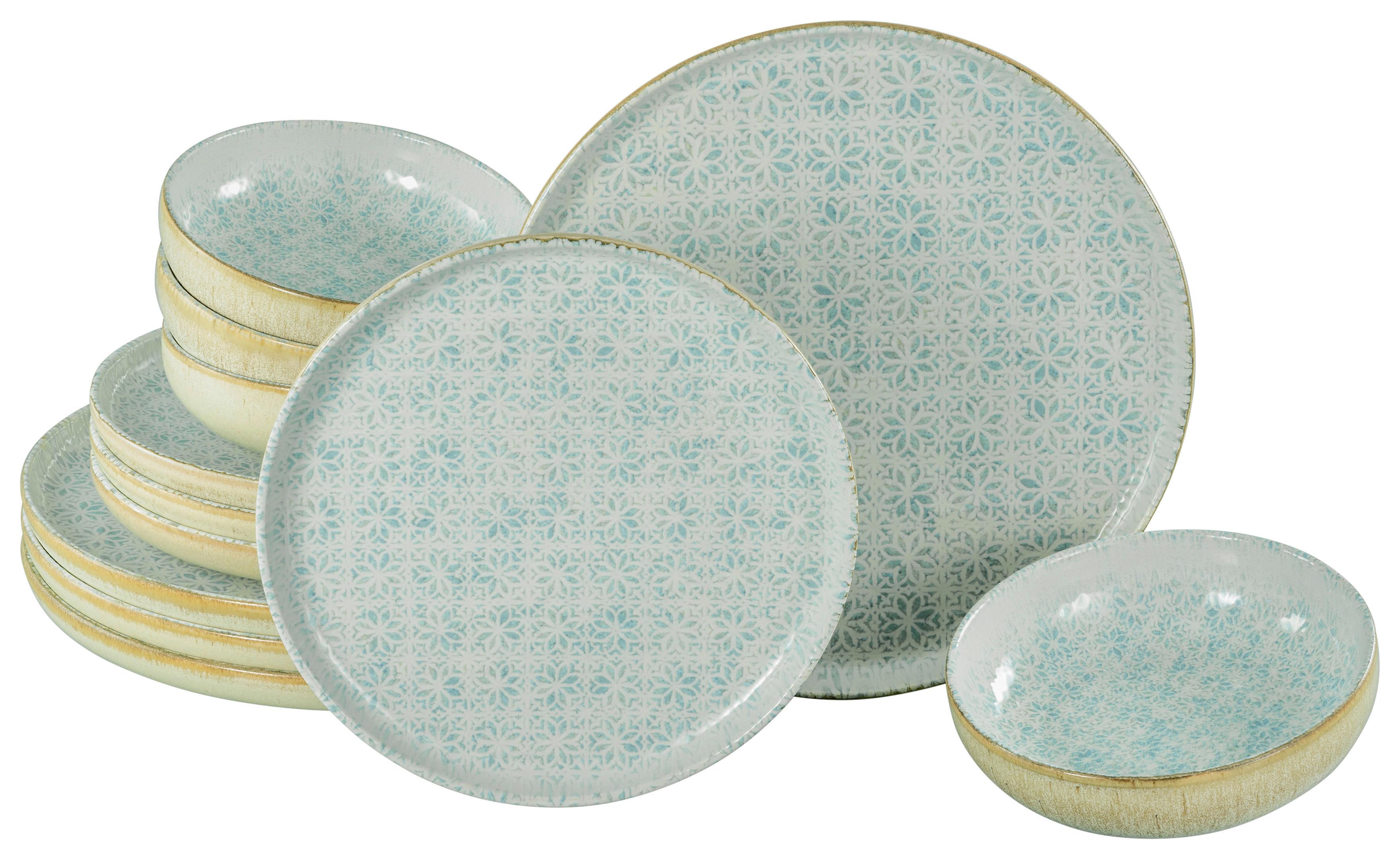 Jedilni Servis Emiliana Blue, 12-Delni - svetlo modra/krem barve, Basics, keramika - Creatable