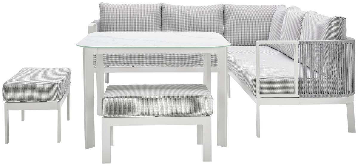 Loungegarnitur Levin in Grau/Weiss - Weiss/Grau, Modern, Glas/Textil (131/199cm) - Mömax
