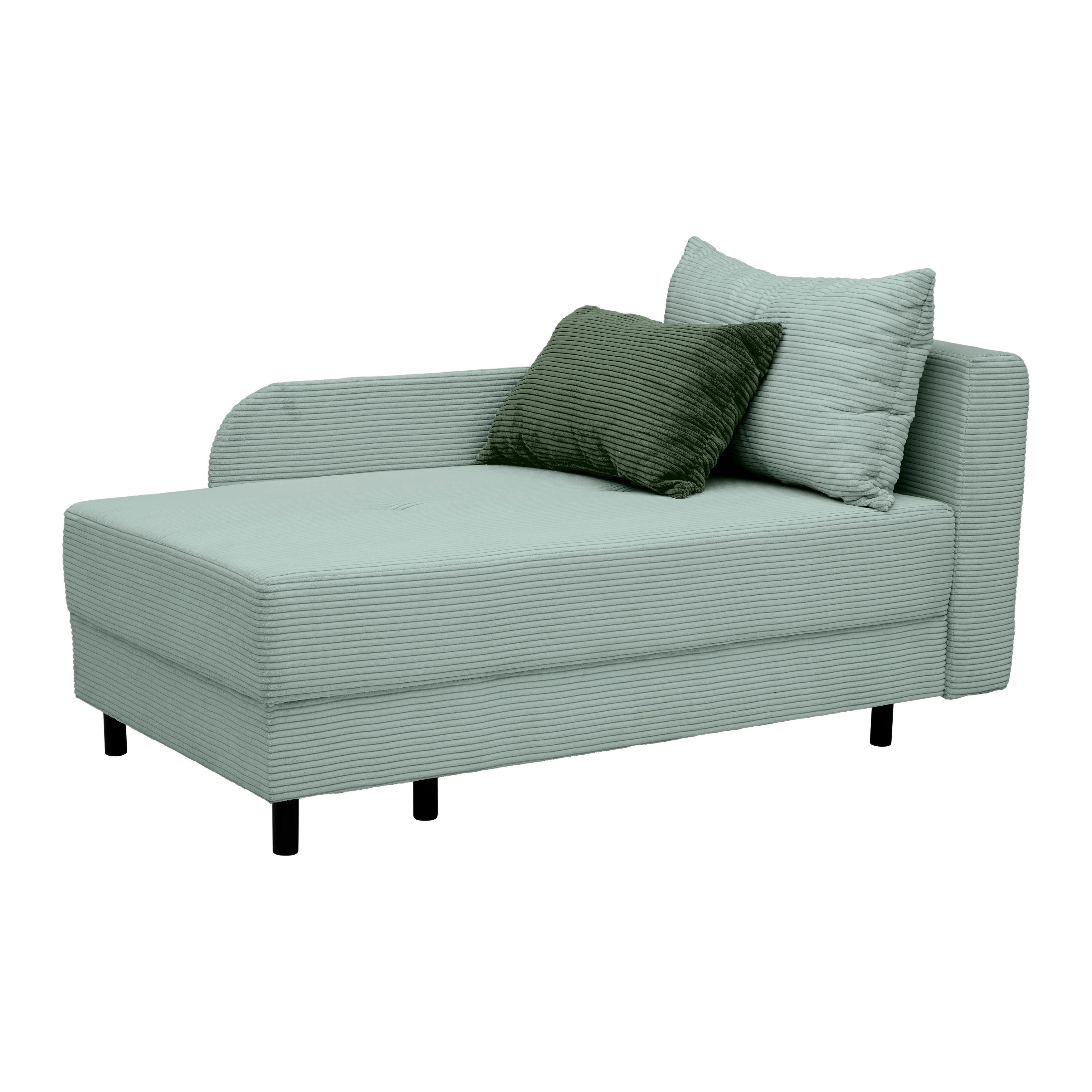 Liege Nova Salbeigrün - Salbeigrün/Schwarz, MODERN, Holz/Textil (145/62/85cm) - Mömax